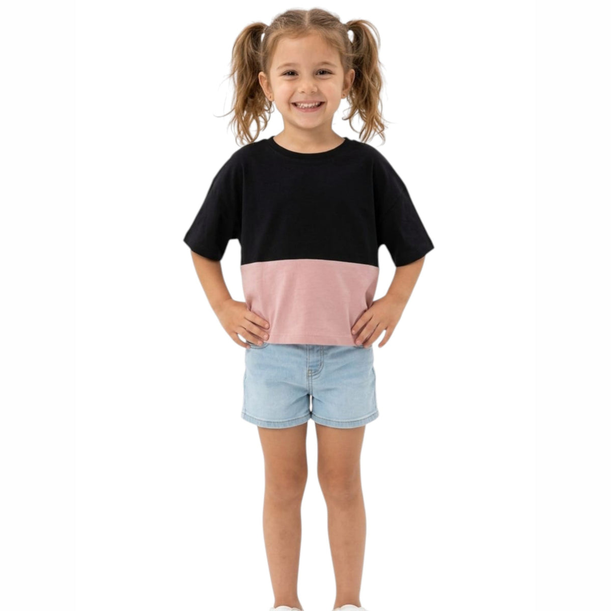 Kids Girl's Colorblocked Top,Black