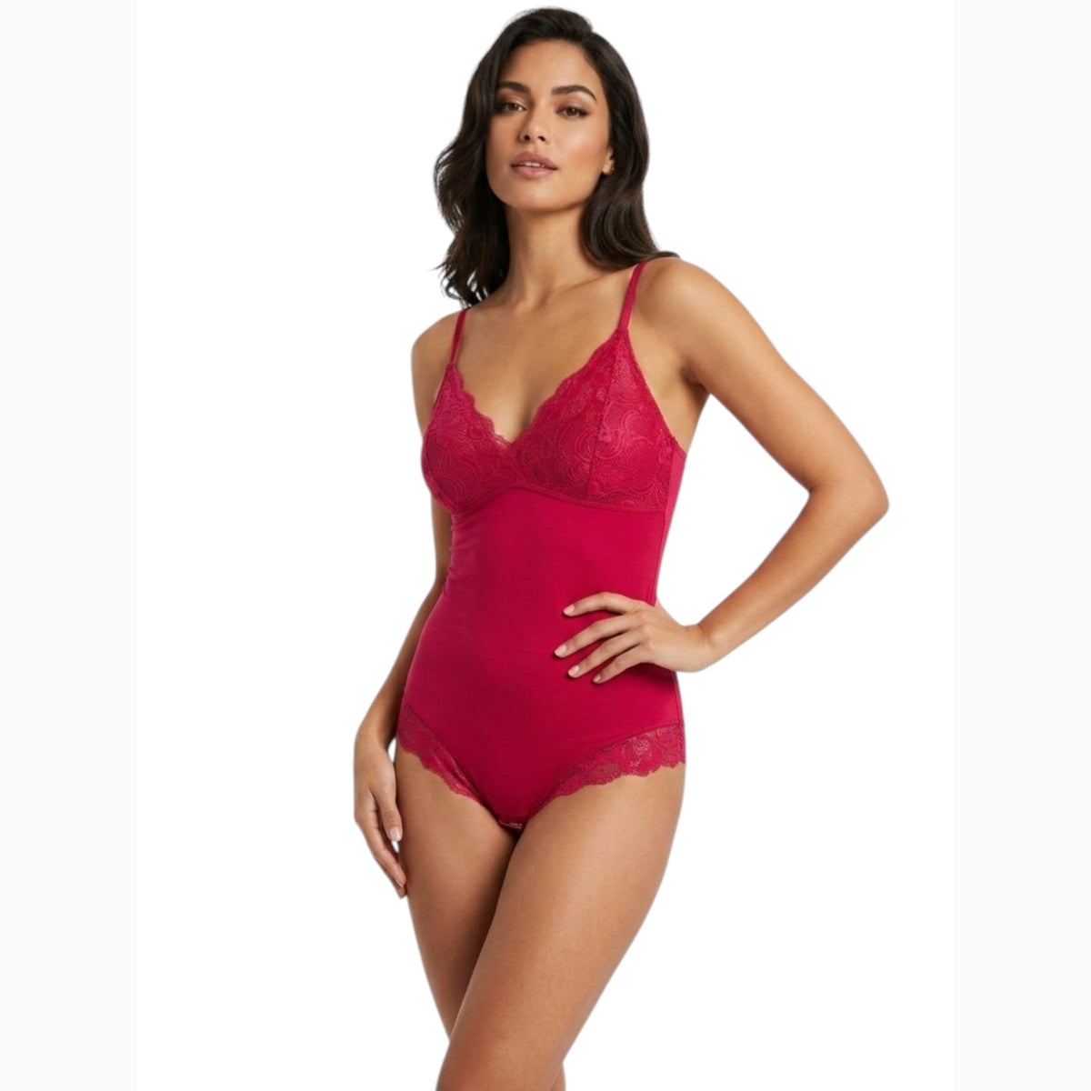 Women's Lace Bodysuit Undertop,Red