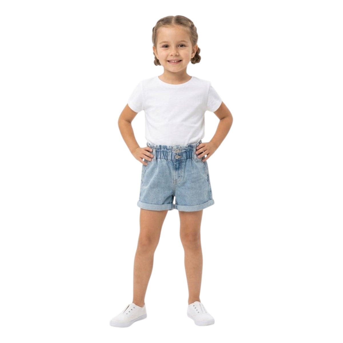 Kids Girl's Plain Jeans Short,Blue
