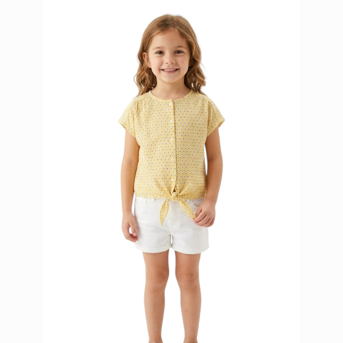 Kids Girl's Floral Printed Top,Yellow