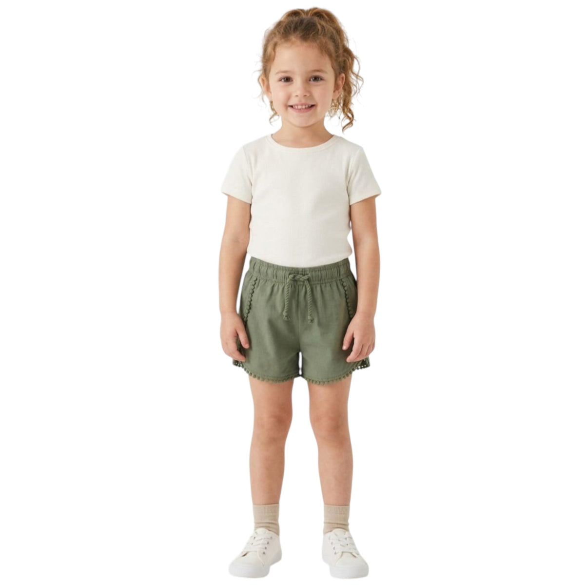 Kids Girl's Plain Short,Olive