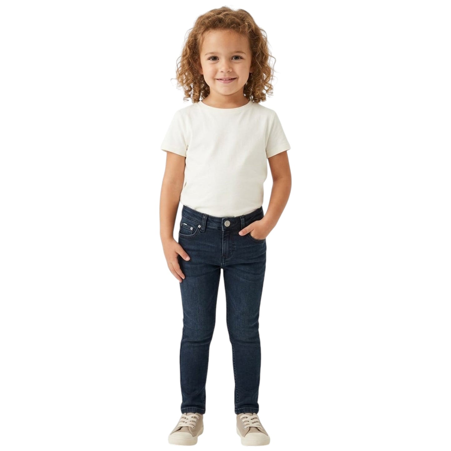 Kids Girl's Plain Jeans,Dark Navy