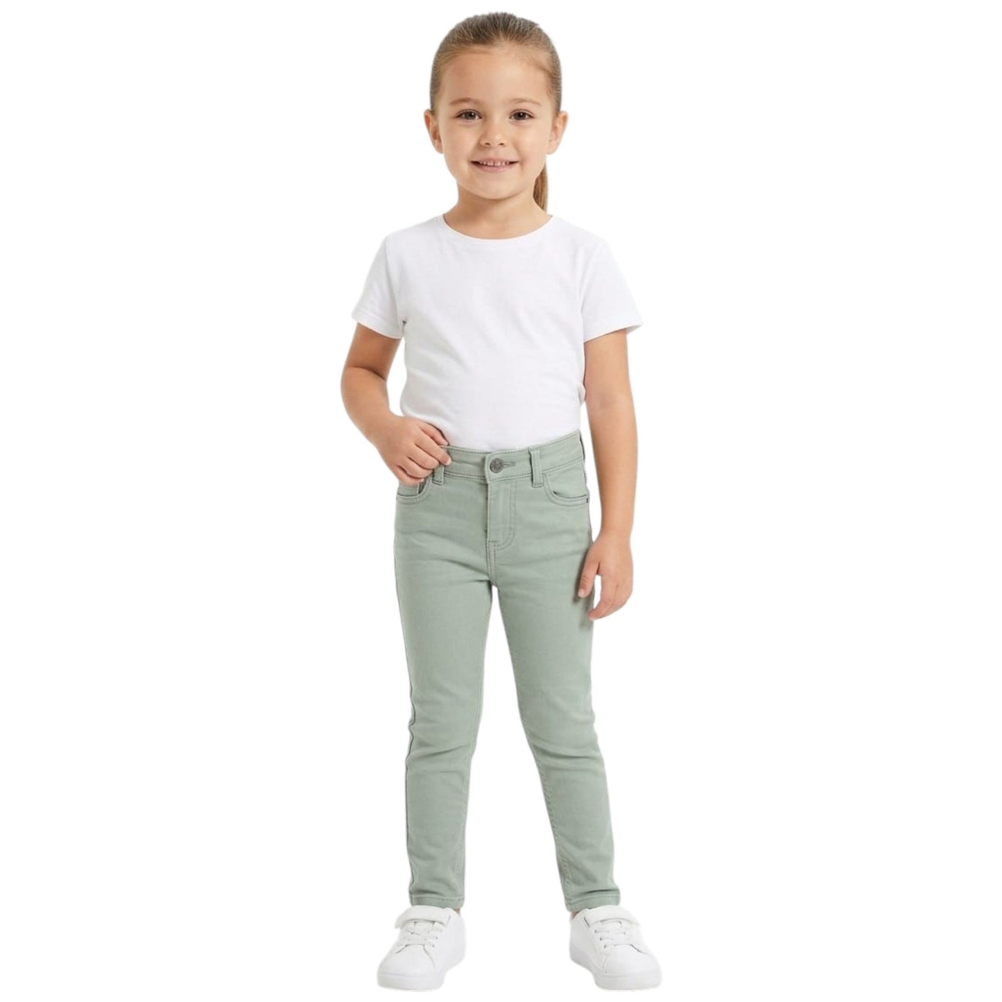 Kids Girl's Plain Jeans,Dusty Mint