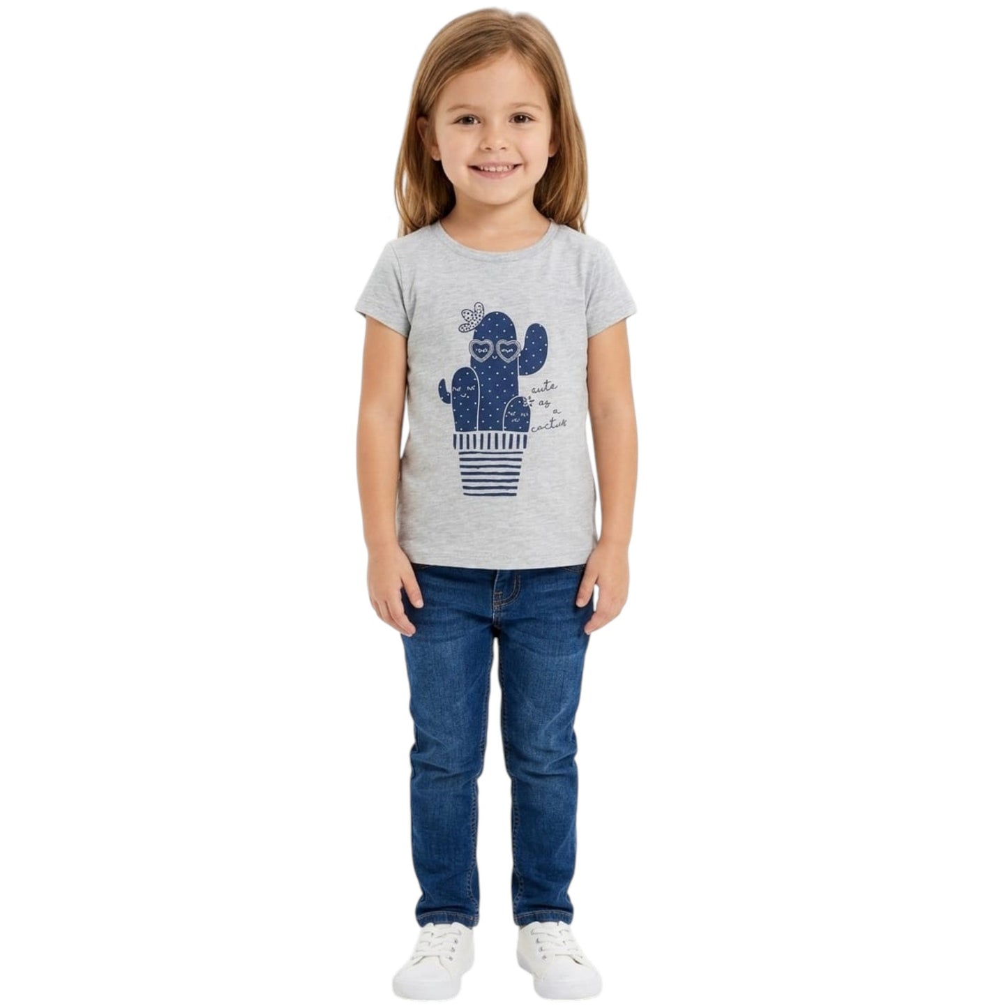Kids Girl's Printed Top,Light Grey