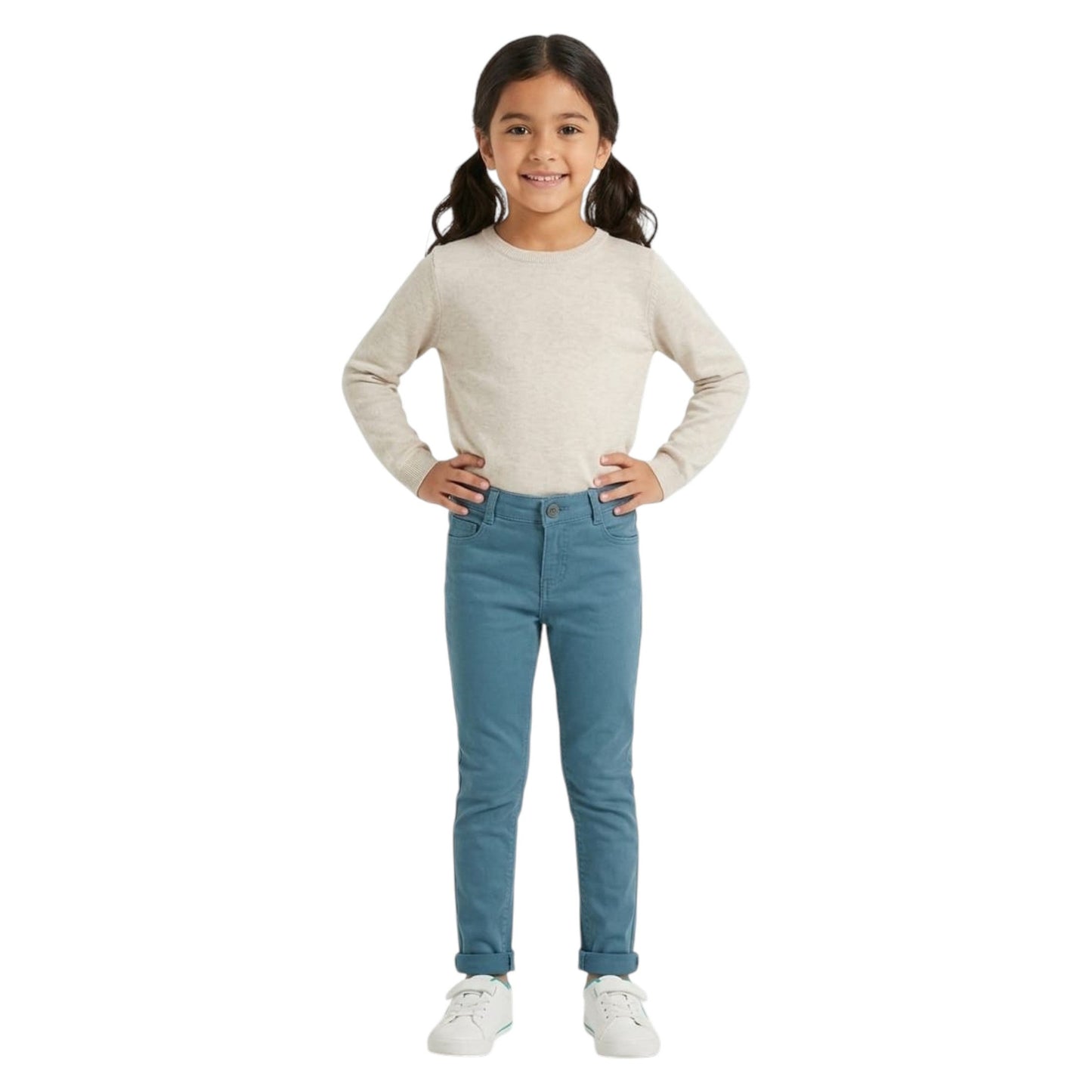 Kids Girl's Plain Pant,Dusty Blue