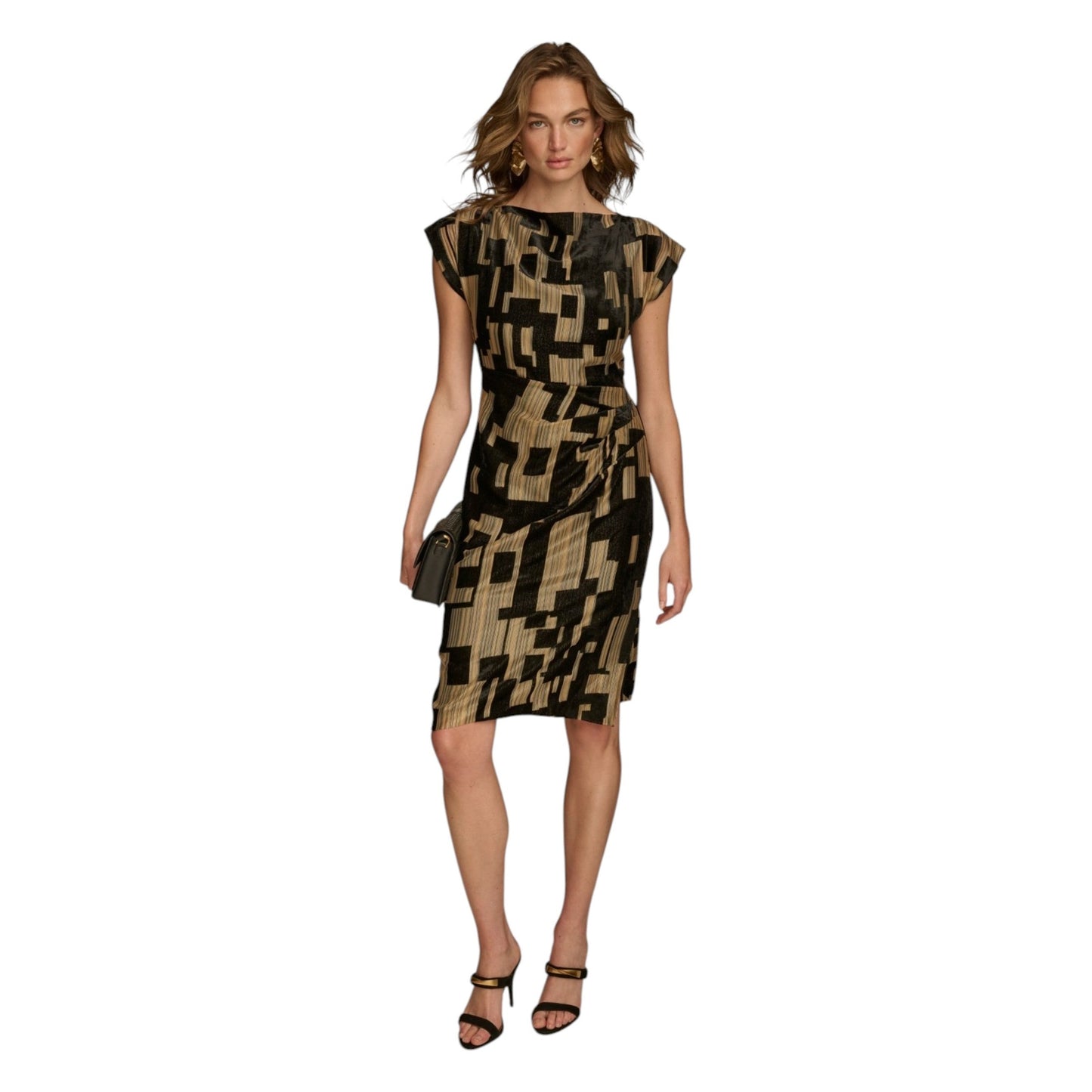 Women's Shiny Colorblocked Dress,Black