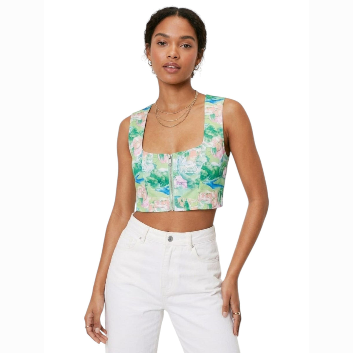 Women's Printed Top,Green