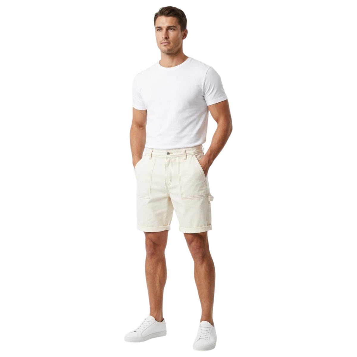 Men's Plain Short,Light Beige
