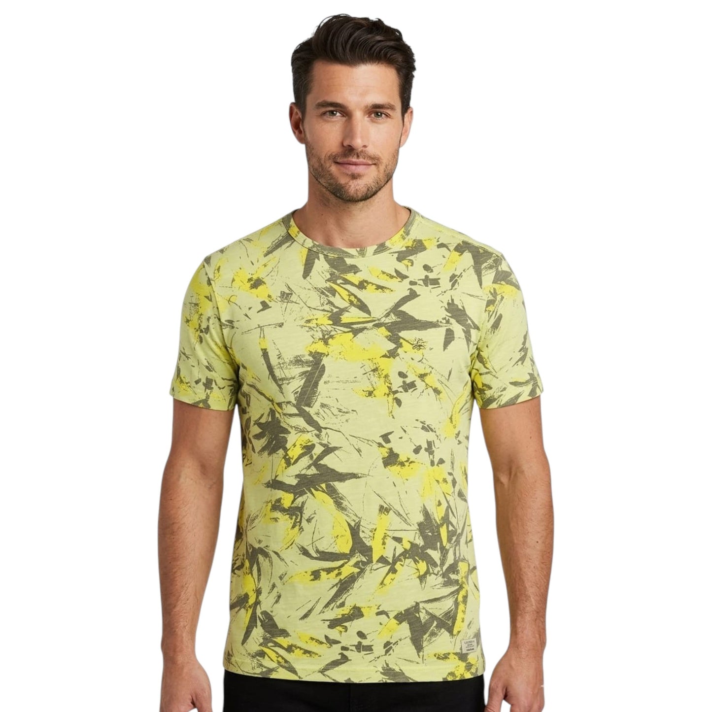 Men's Printed Top,Lime Yellow