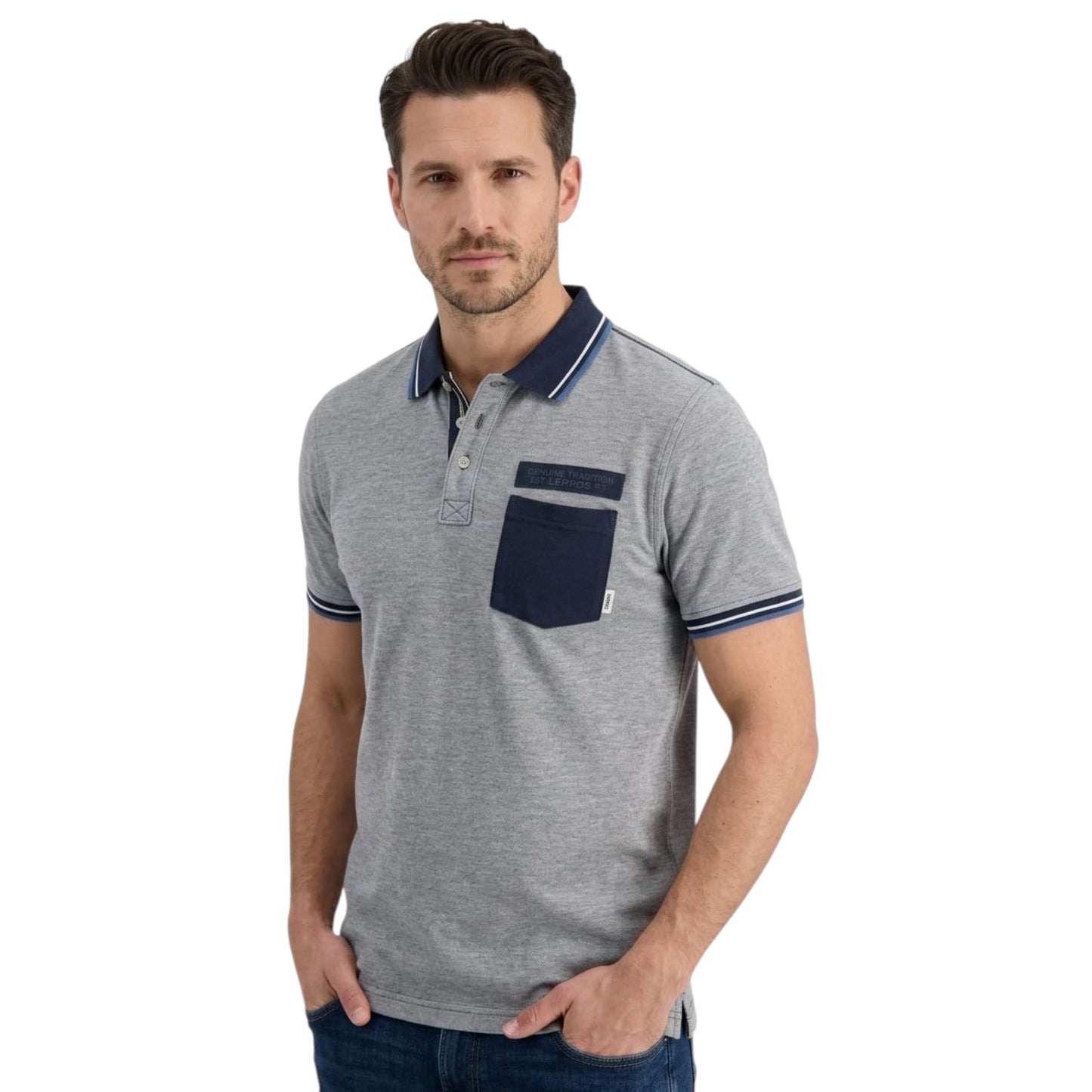 Men's Heather Grey Textured Top,Navy
