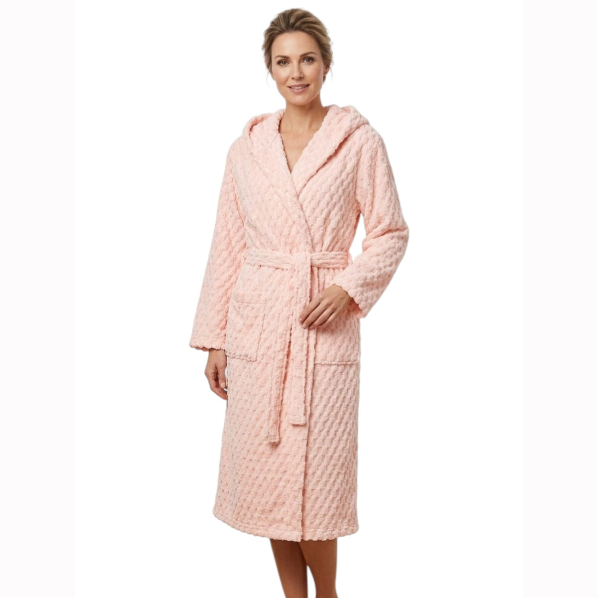 Women's Faux Fur Sleepwear Robe&Belt,Light Pink