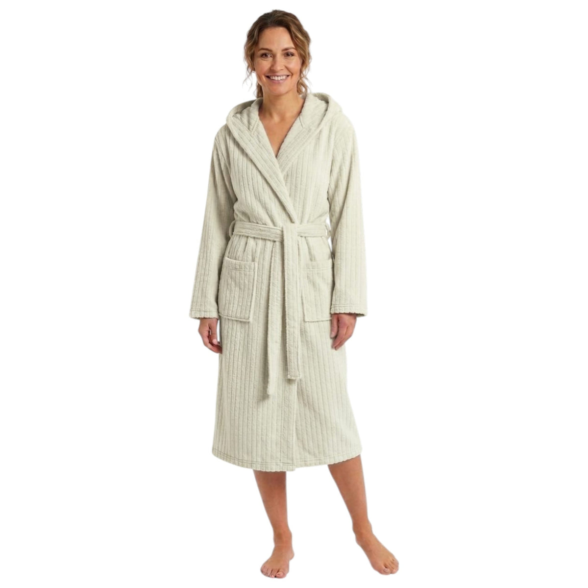 Women's Faux Fur Ribbed Sleepwear Robe&Belt,Mint