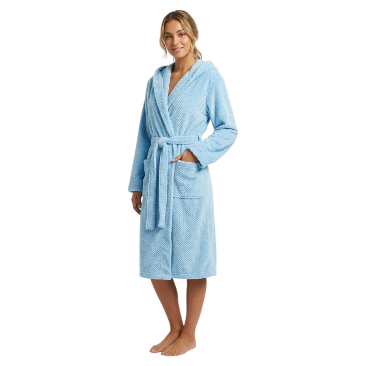 Women's Faux Fur Sleepwear Robe&Belt,Blue