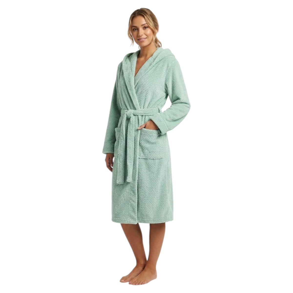Women's Faux Fur Sleepwear Robe&Belt,Green