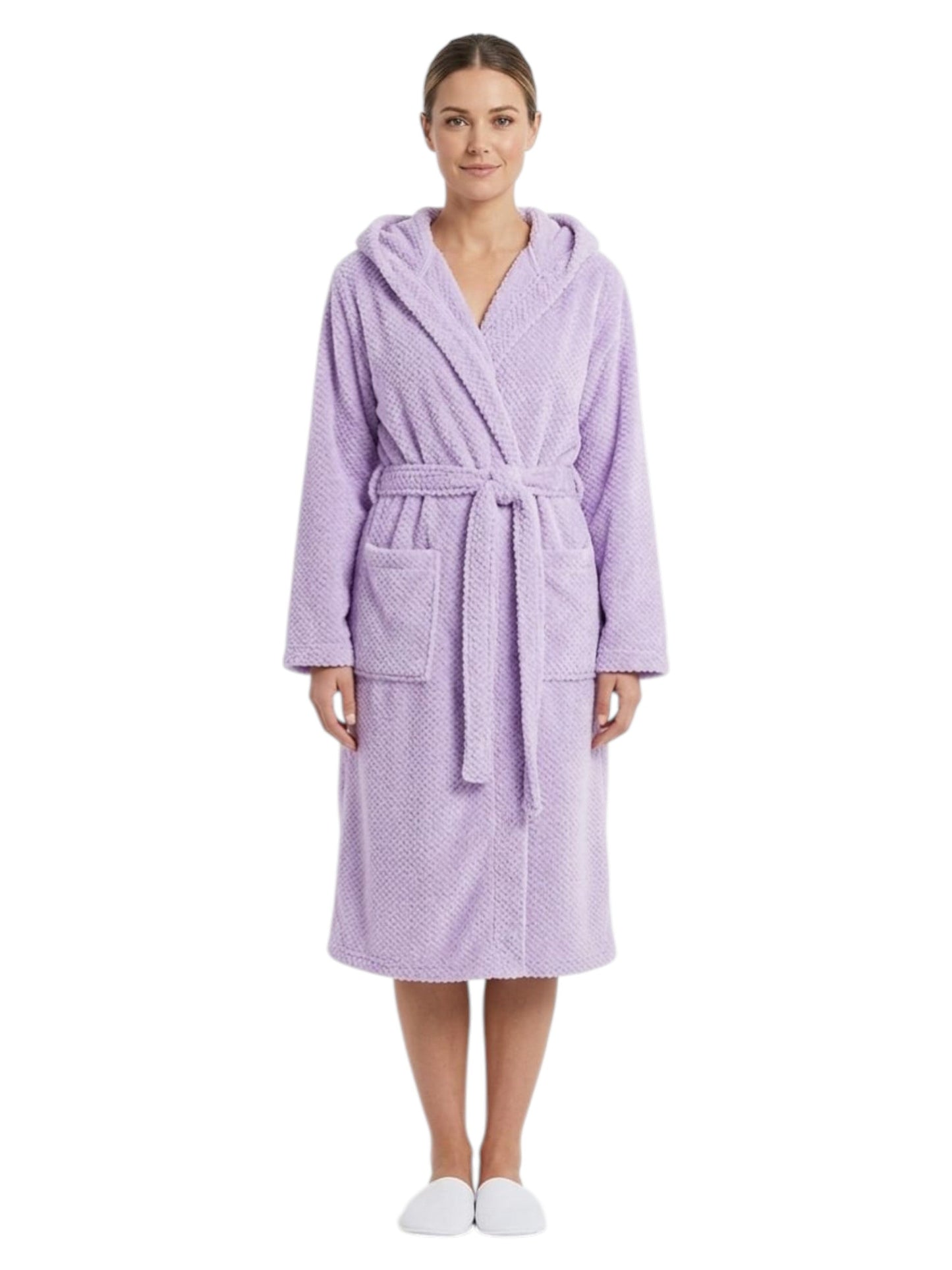 Women's Faux Fur Sleepwear Robe&Belt,Purple