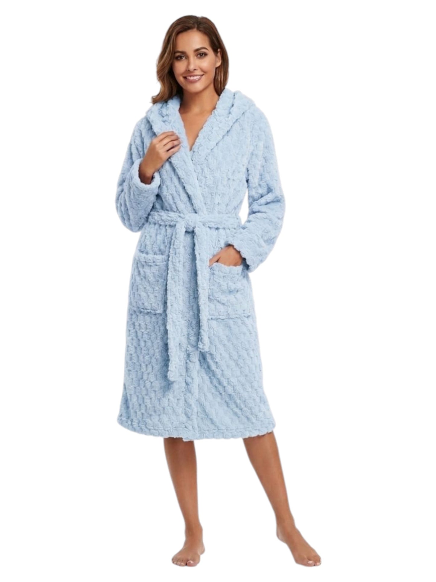 Women's Faux Fur Sleepwear Robe&Belt,Blue