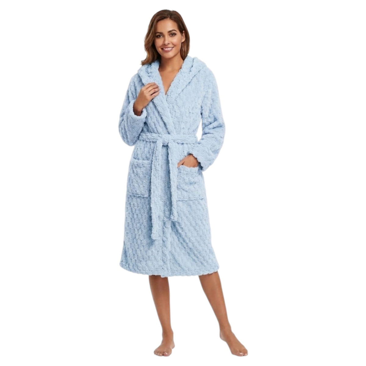Women's Faux Fur Sleepwear Robe&Belt,Blue