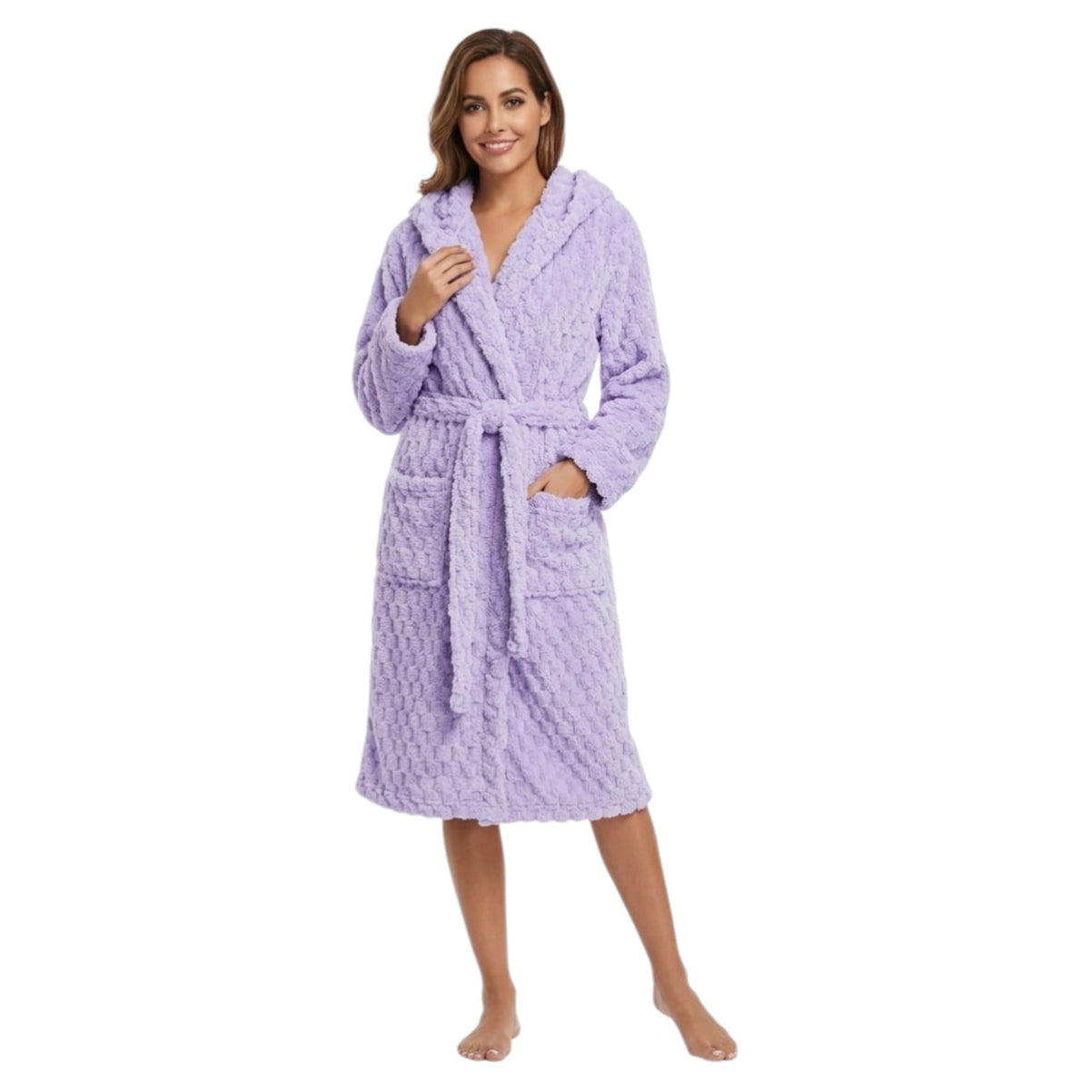 Women's Faux Fur Sleepwear Robe&Belt,Purple