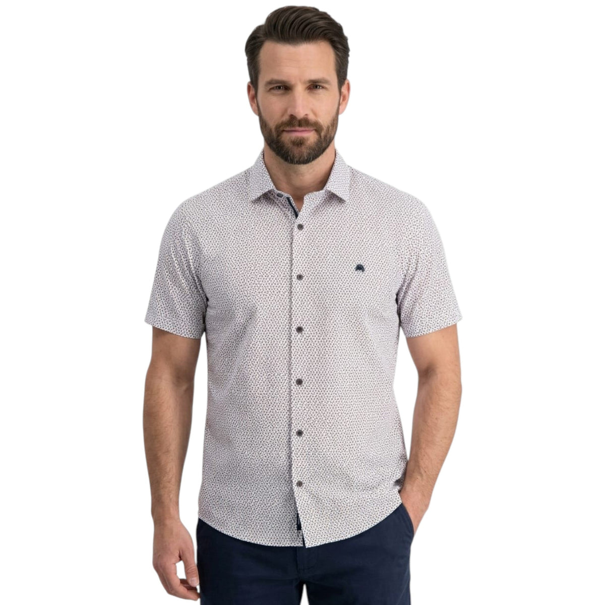 Men's Printed Dress Shirt,White