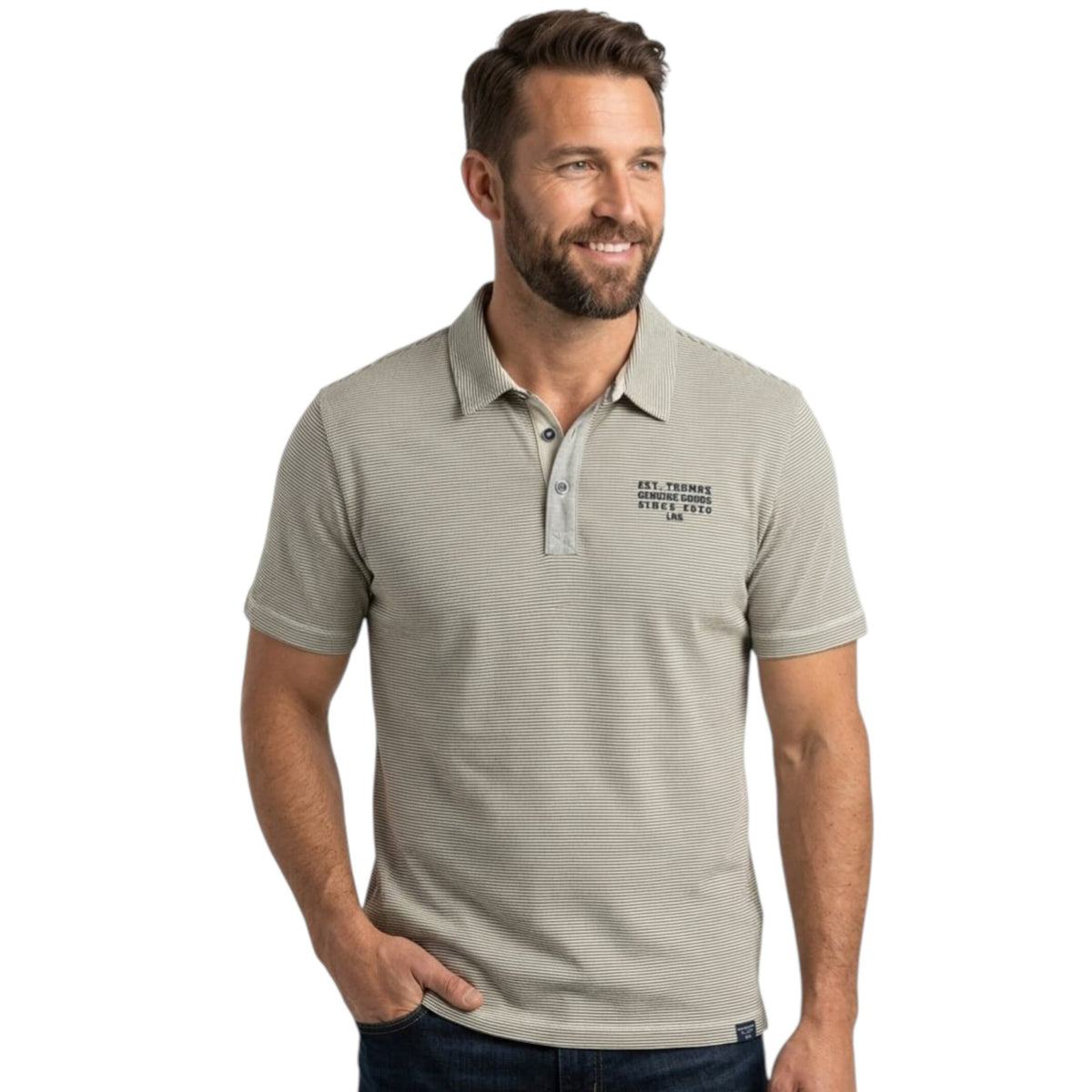 Men's Navy Striped Top,Light Beige