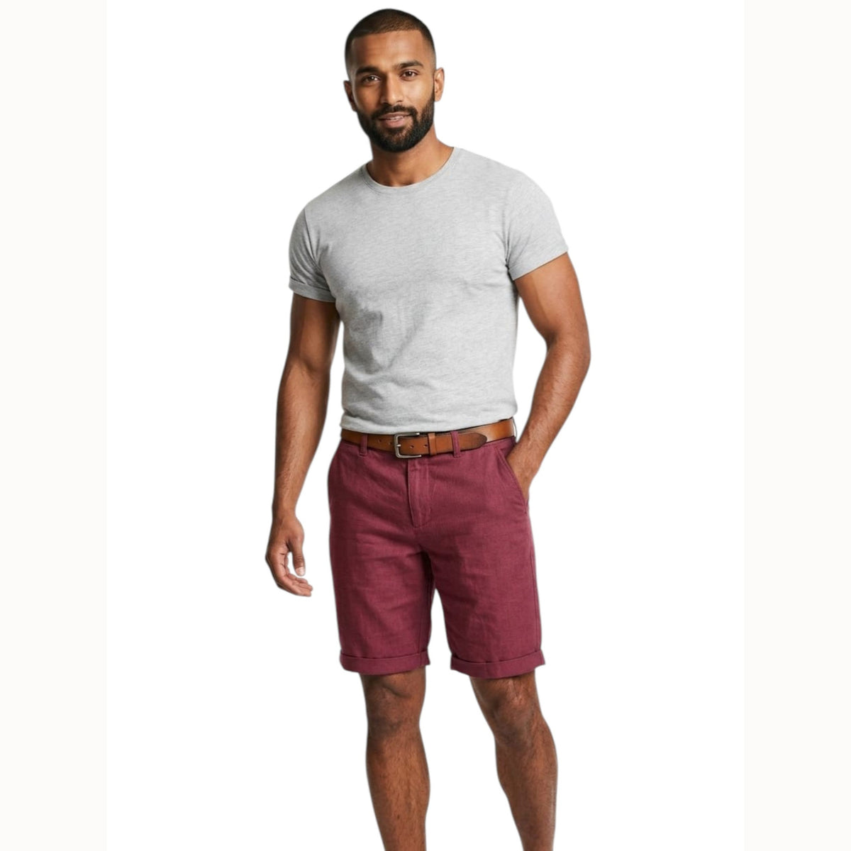 Men's Plain Short,Burgundy