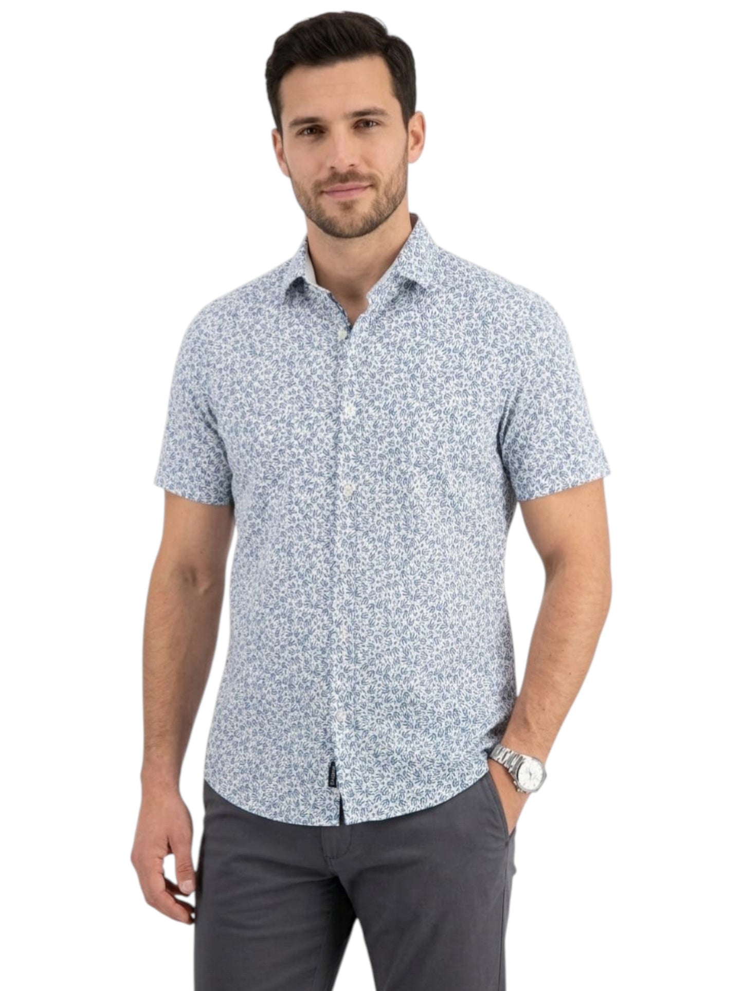 Men's Printed Dress Shirt,White