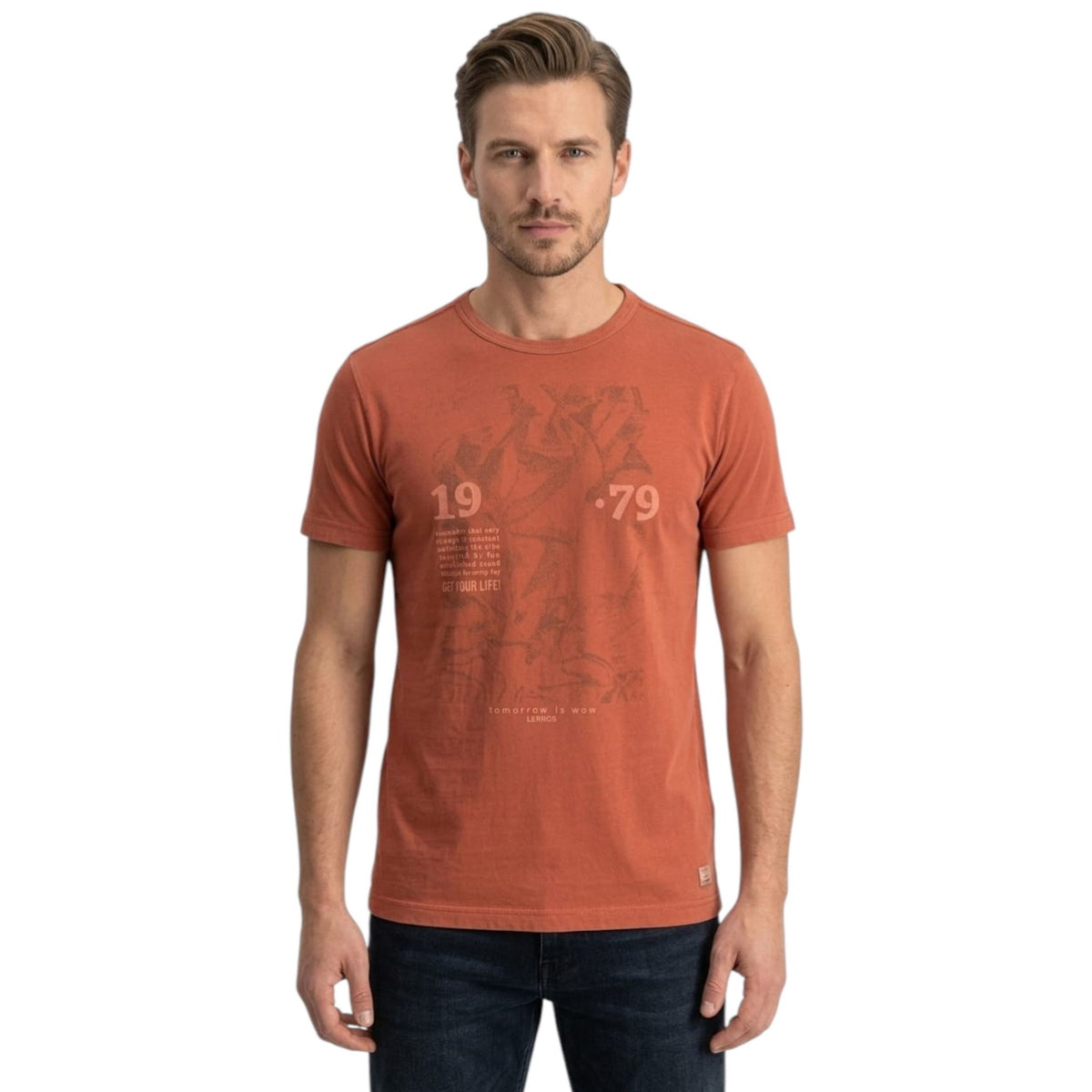 Men's Printed Top,Dark Coral