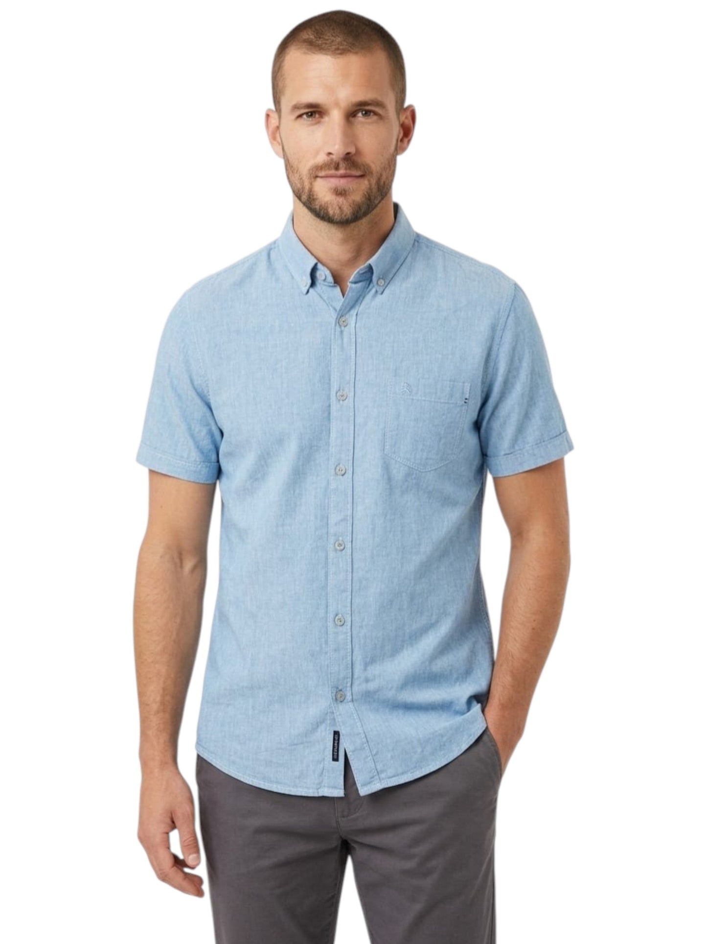 Men's Plain Dress Shirt,Blue