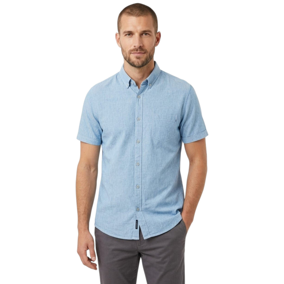 Men's Plain Dress Shirt,Blue