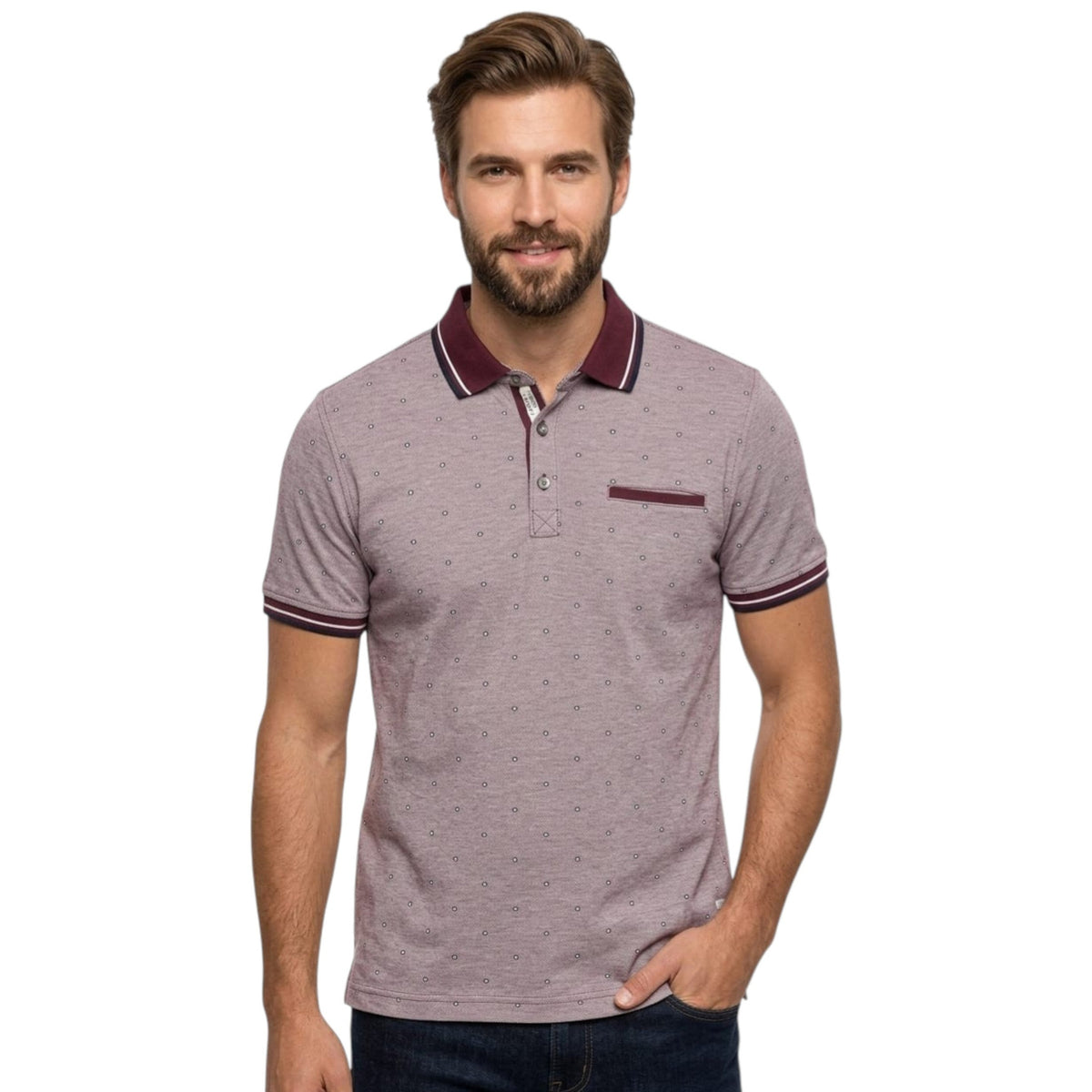 Men's Printed Top,Burgundy