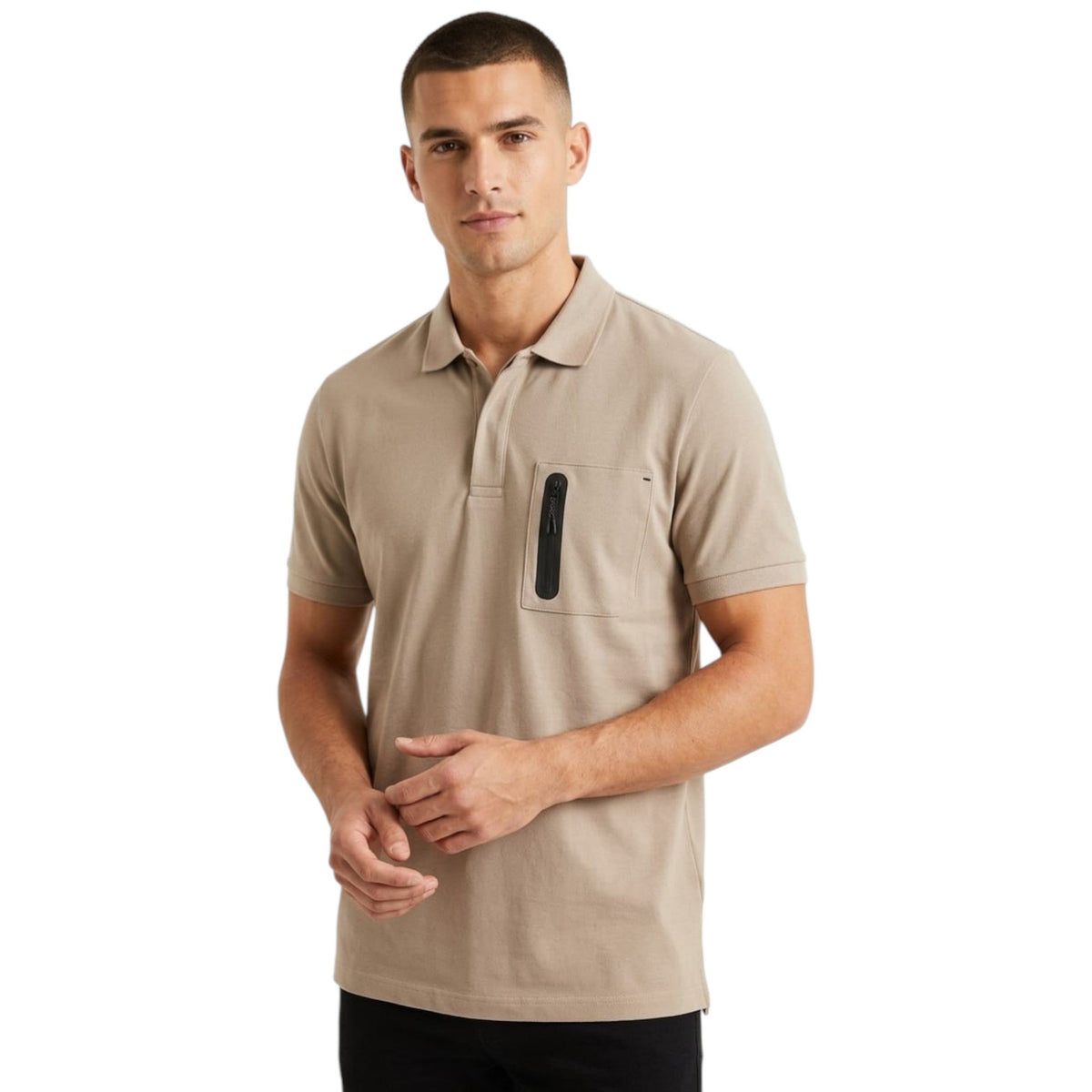 Men's Colorblocked Top,Beige