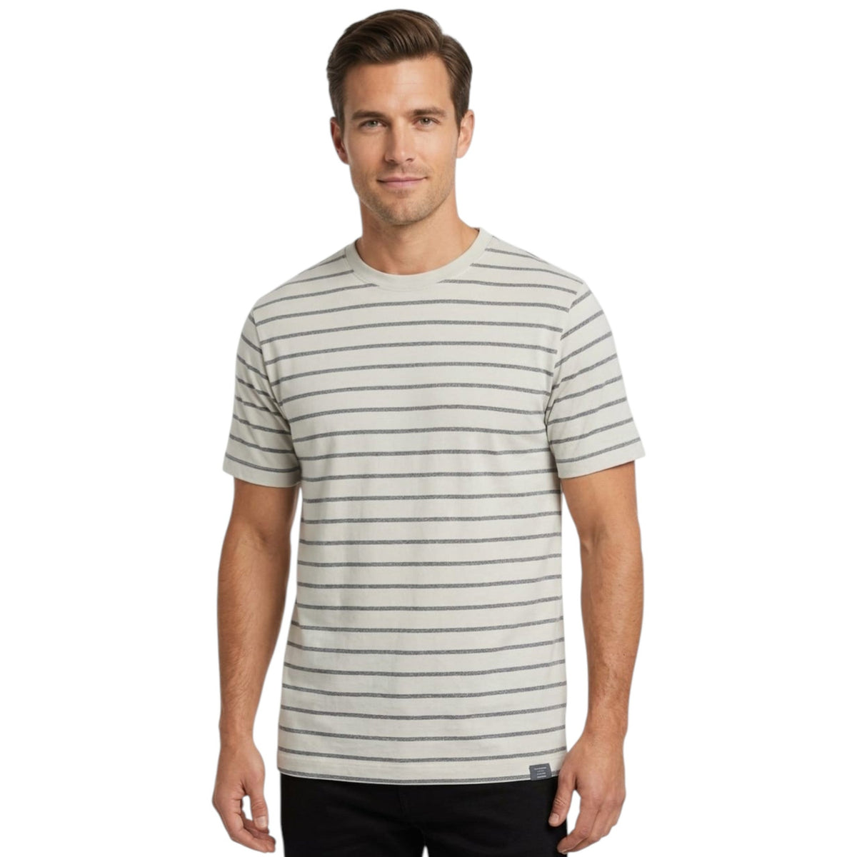 Men's Striped Top,Light Beige