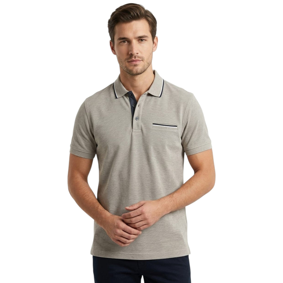 Men's Textured Top,Light Beige