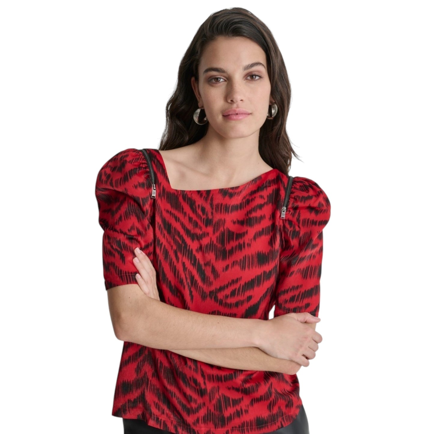 Women's Printed Top,Red