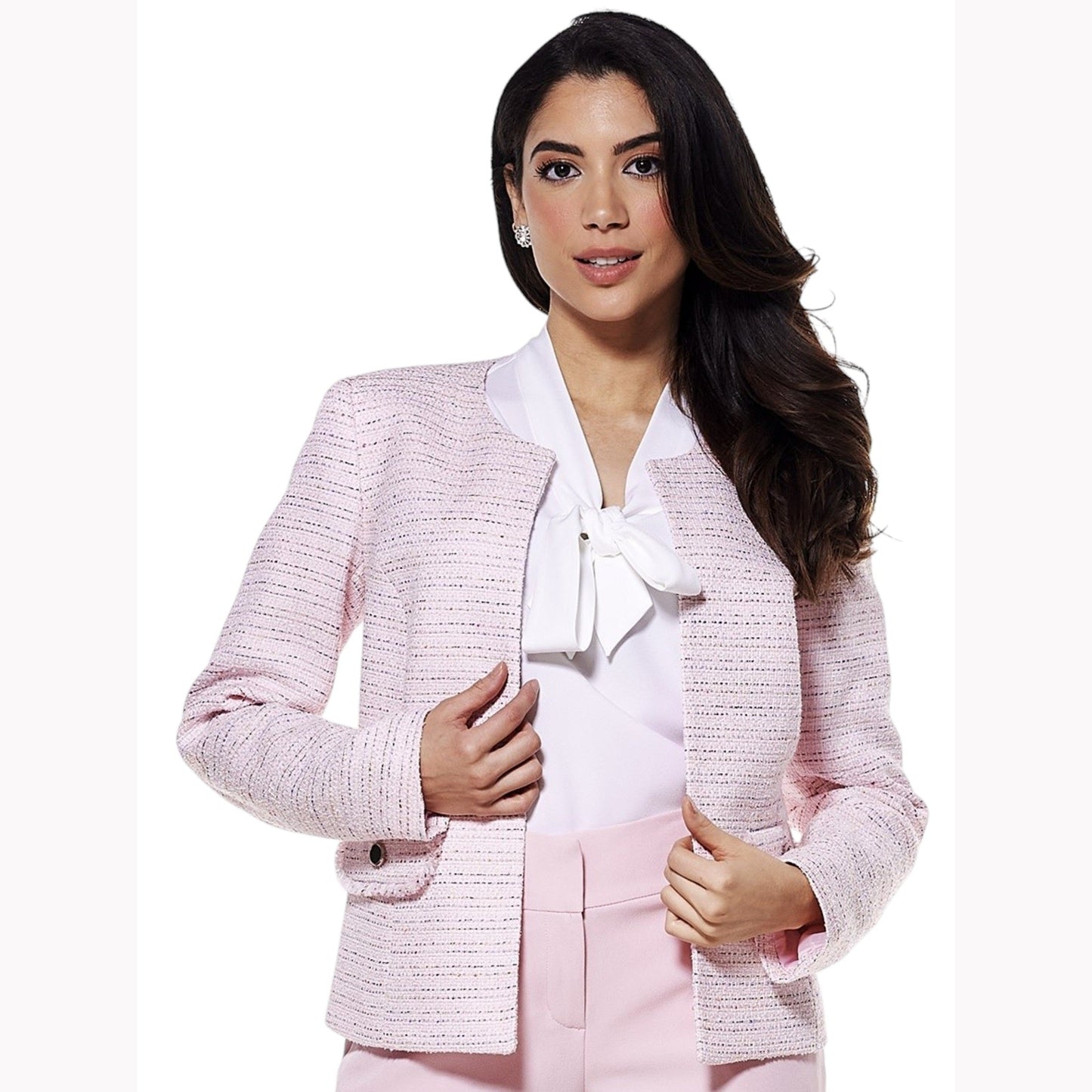 Women's Colorblocked Textured Blazers,Light Pink