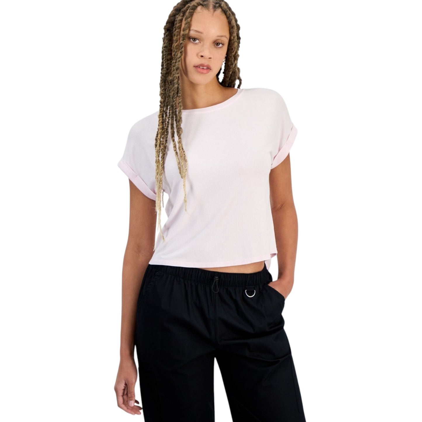 Women's Ribbed Top,Light Pink