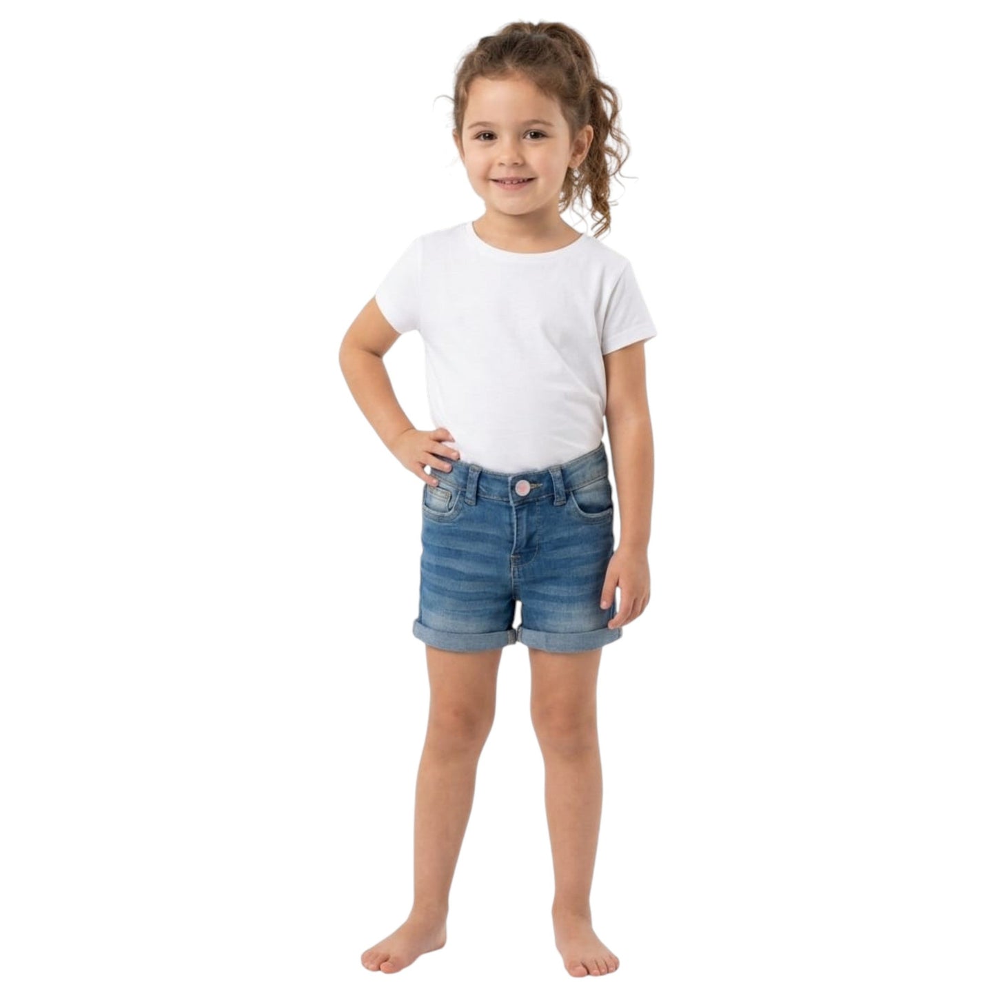 Kids Girl's Washed Jeans Short,Blue