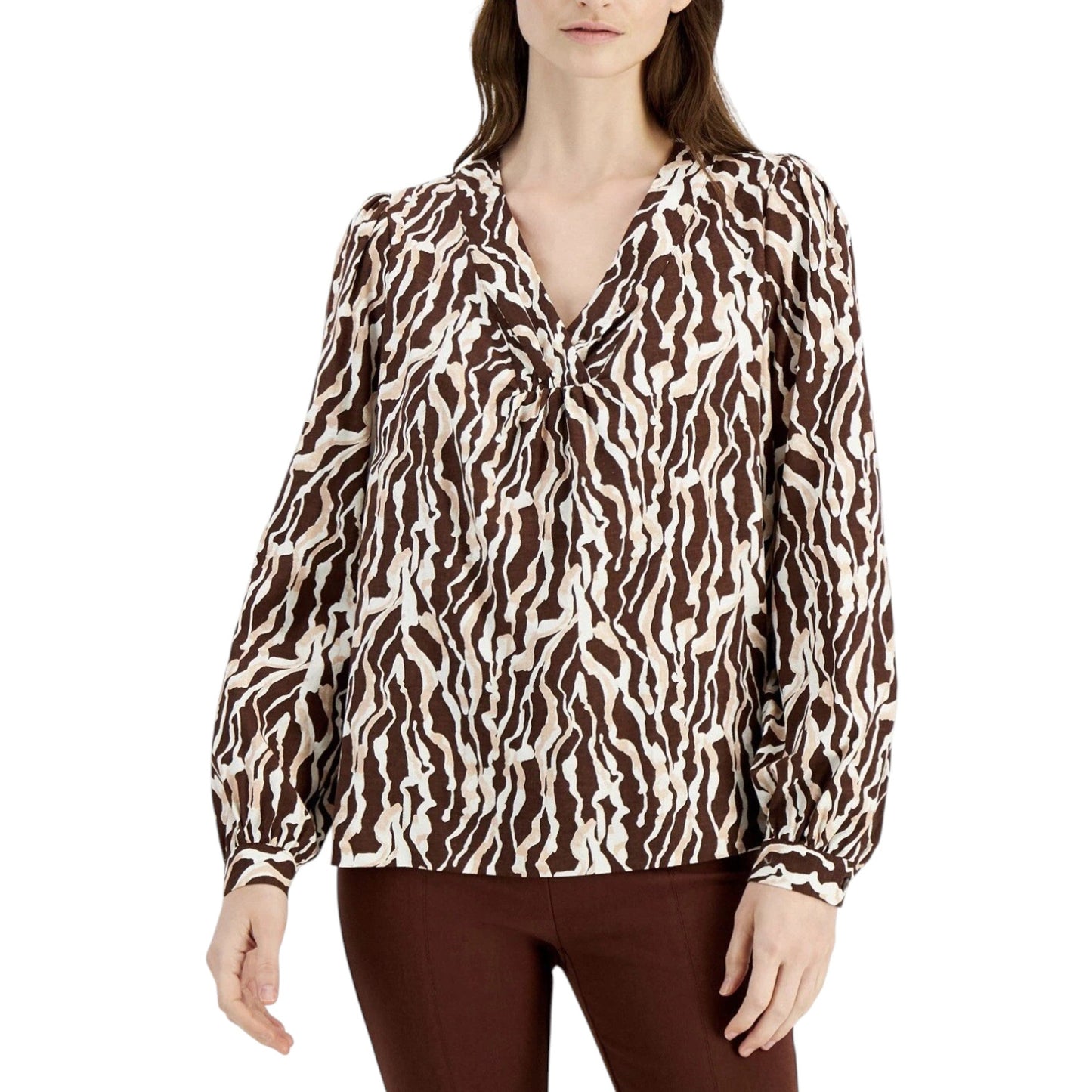 Women's Printed Top,Brown