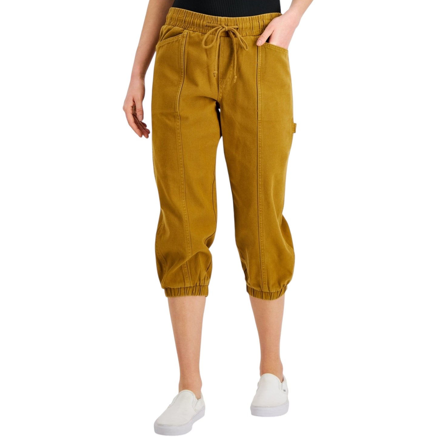Women's Plain Capri Pant,Olive Brown