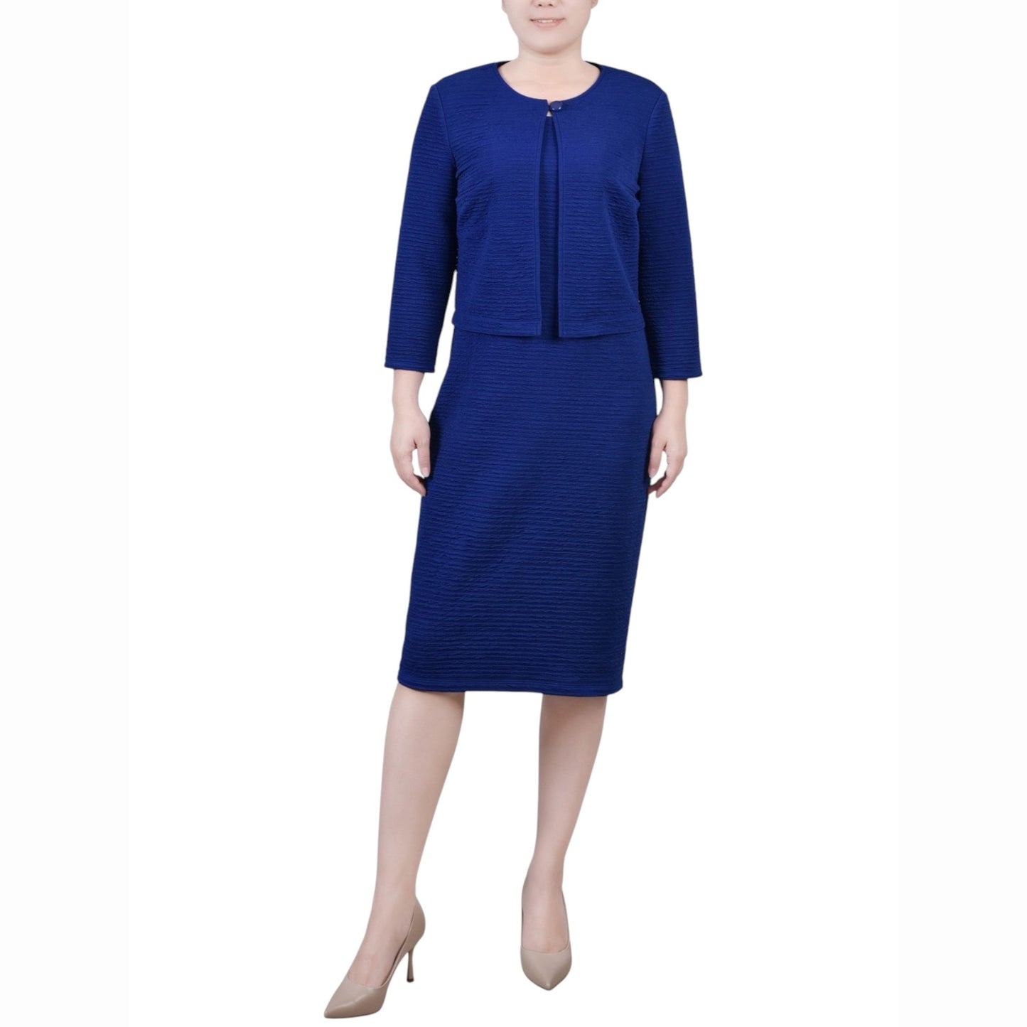 Women's Textured Blazer,Indigo