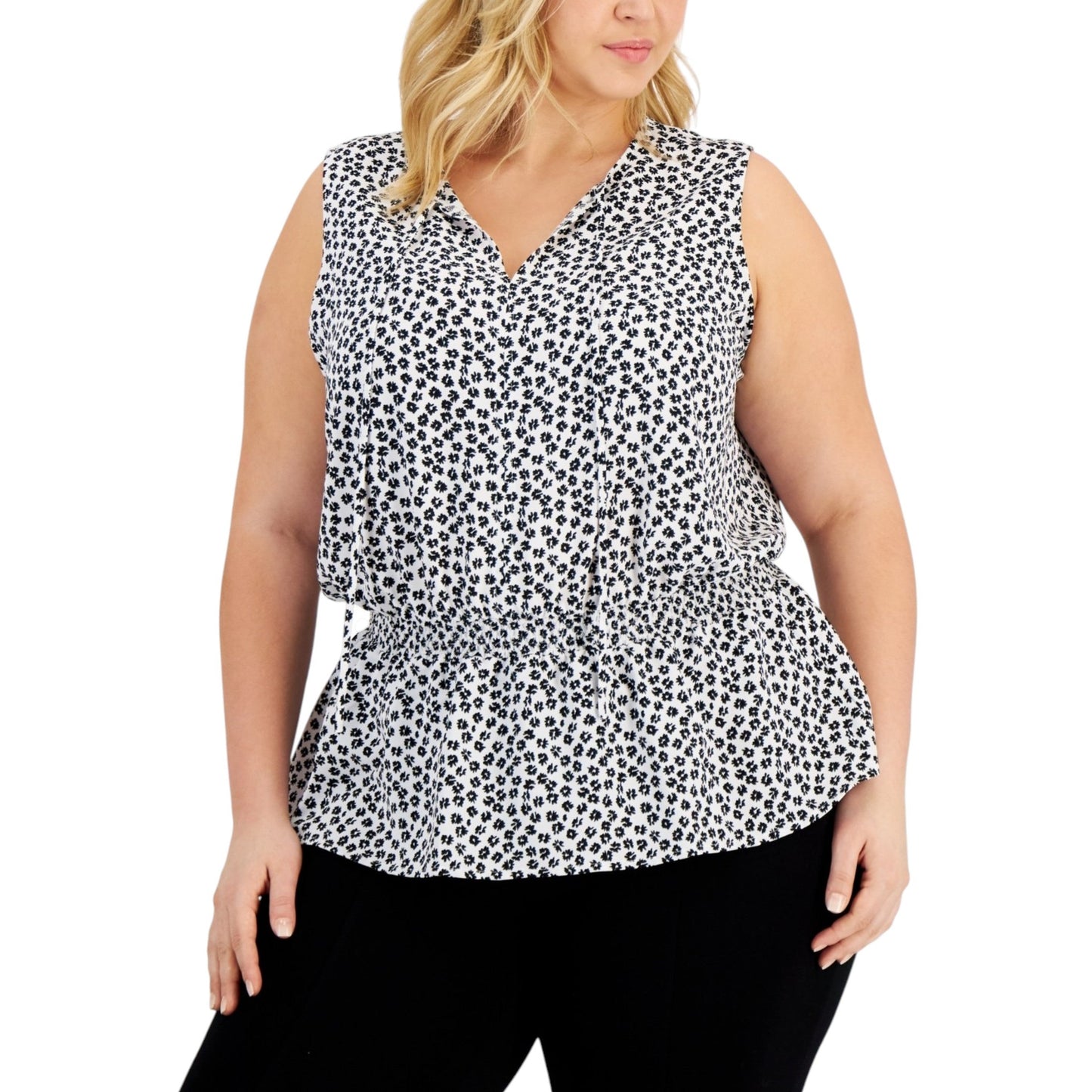Women's Black Floral Printed Top,White