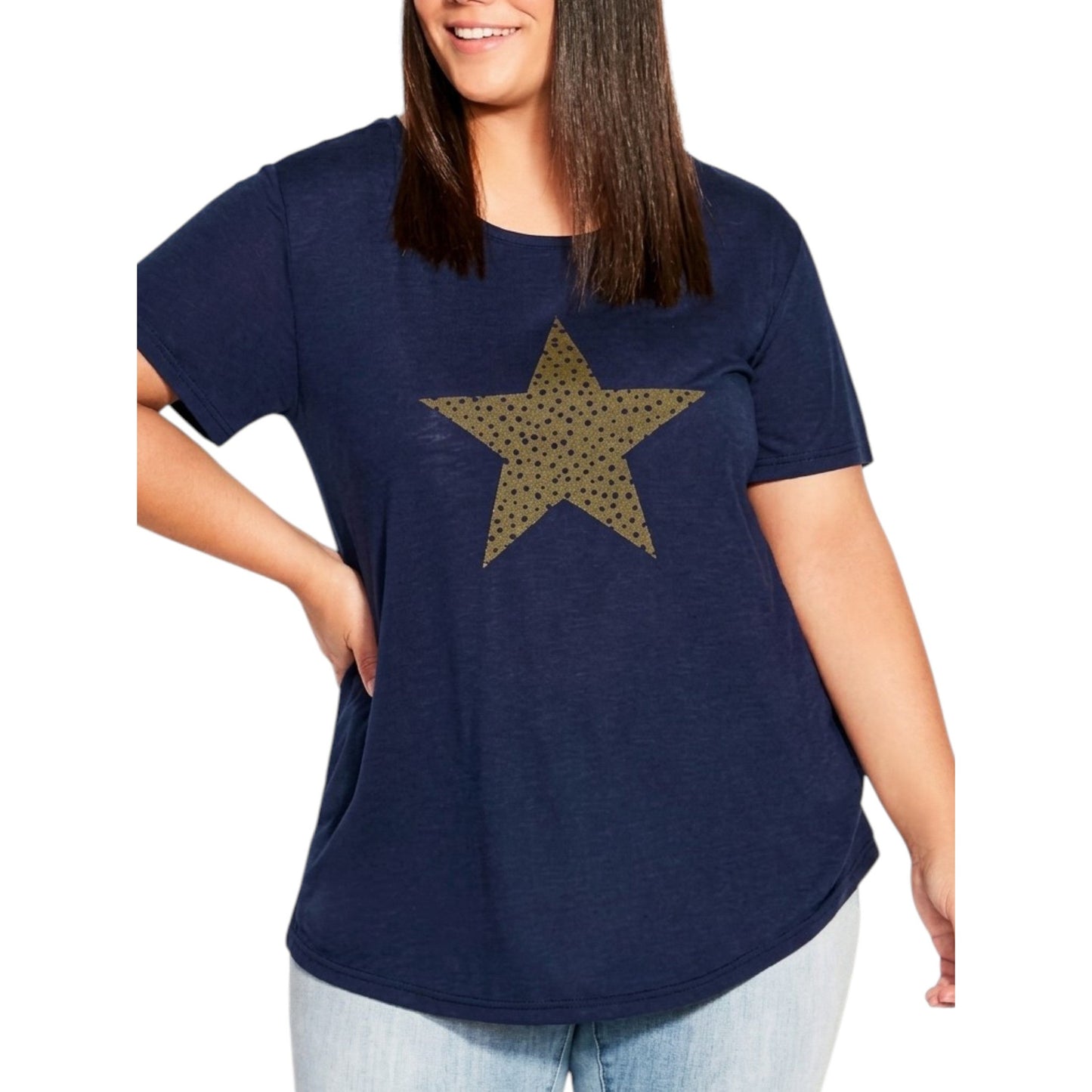 Women's Star Printed Top,Navy