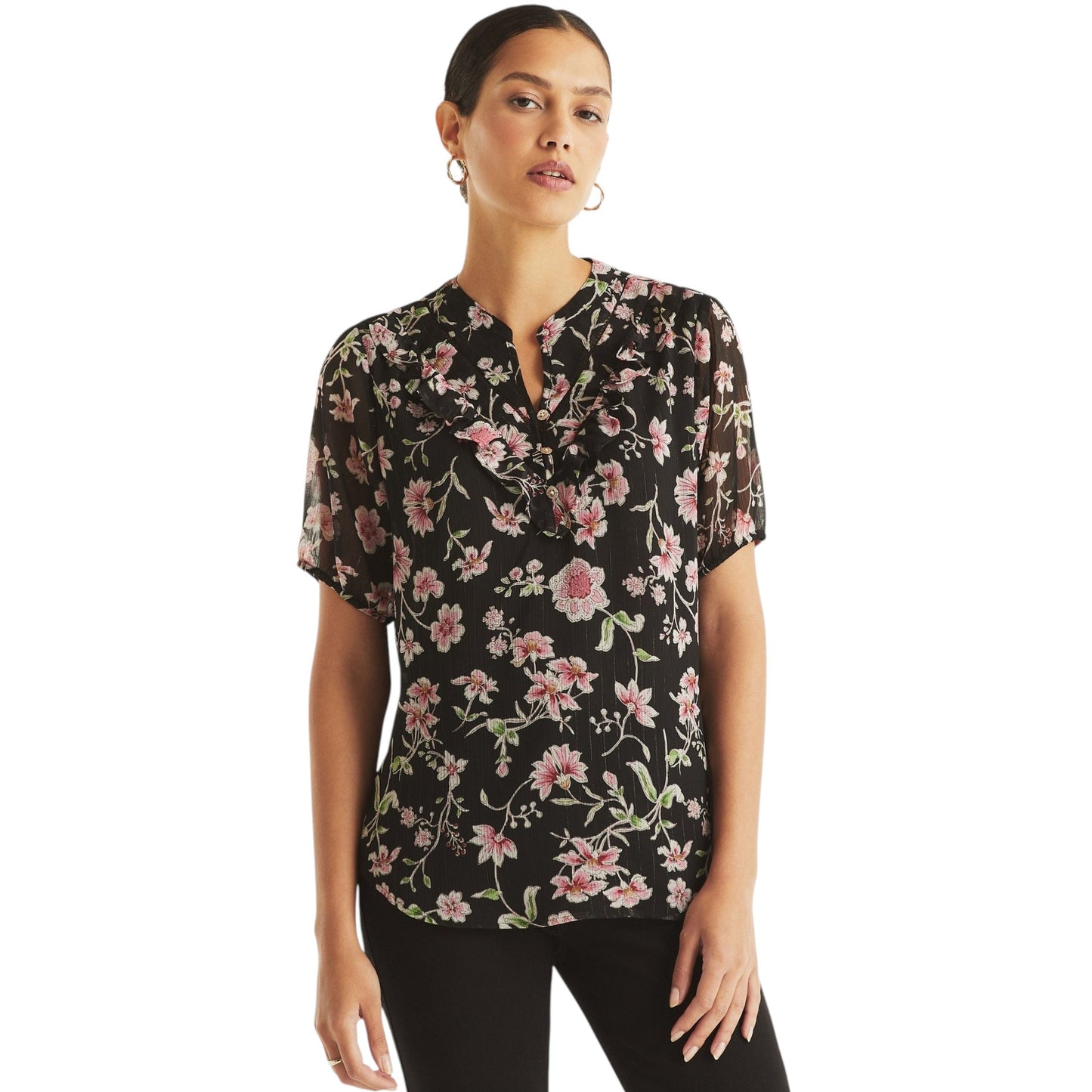 Women's Printed Top,Black