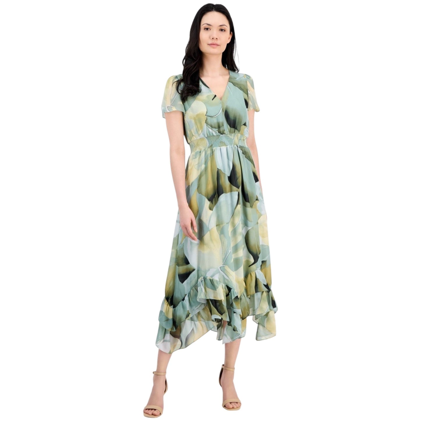 Women's Printed Dress,Dusty Green