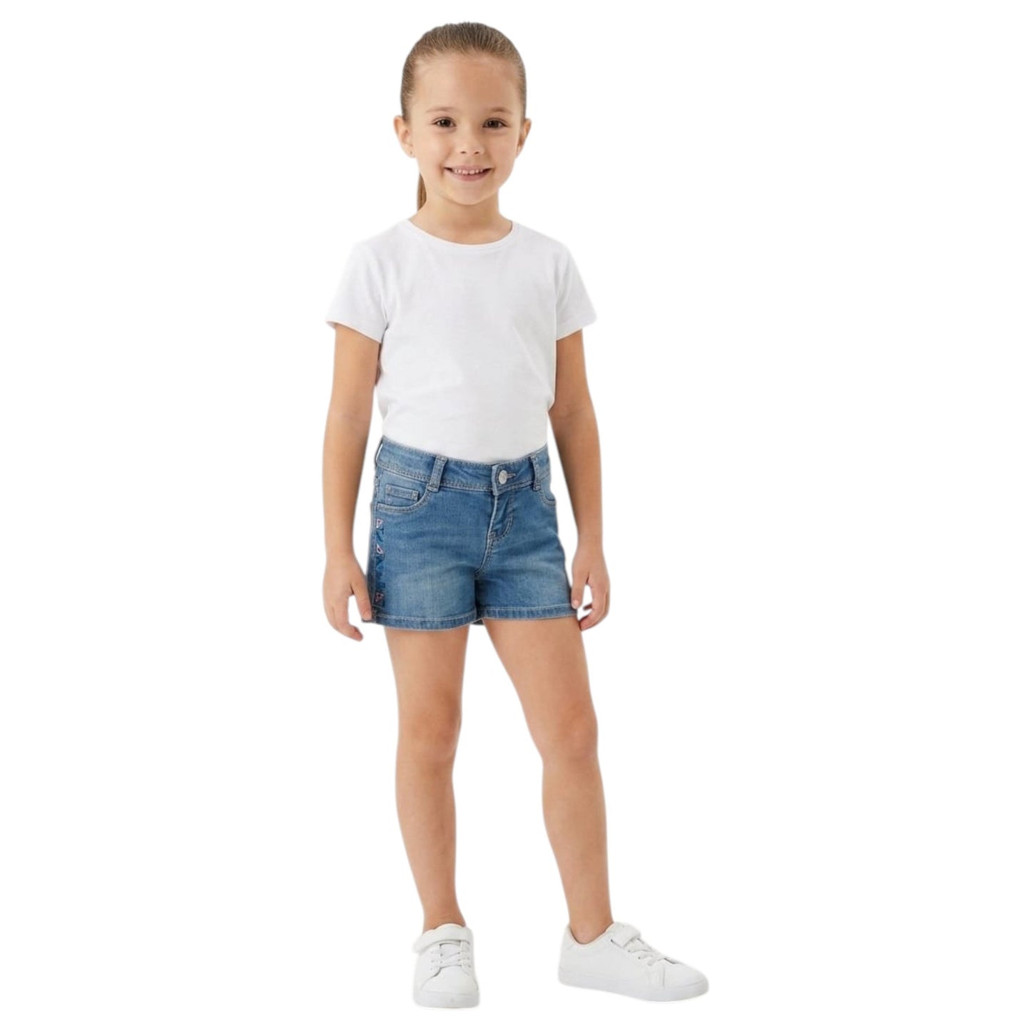 Kids Girl's Plain Jeans Short,Blue