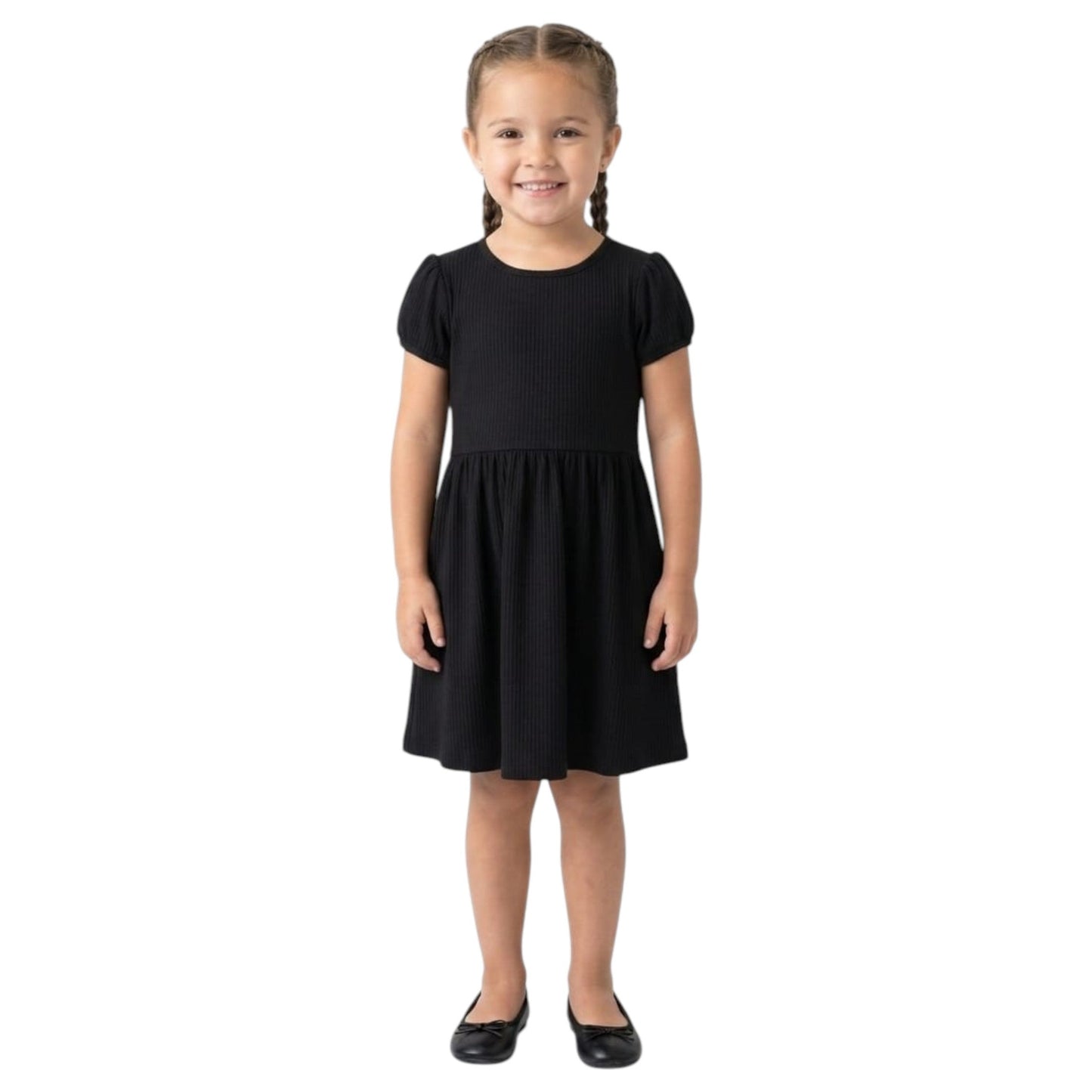 Kids Girl's Ribbed Dress,Black