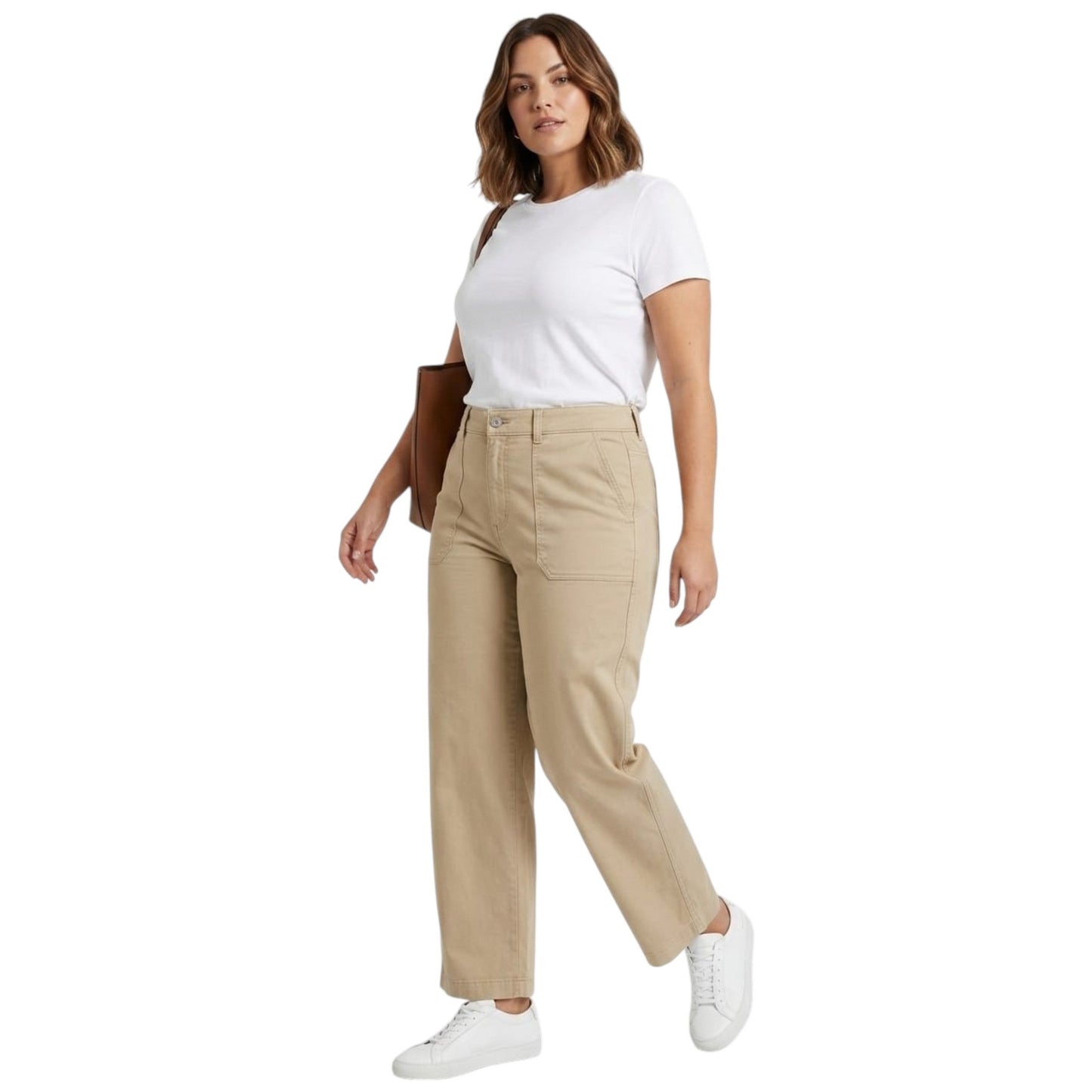 Women's Plain Casual Pant,Beige