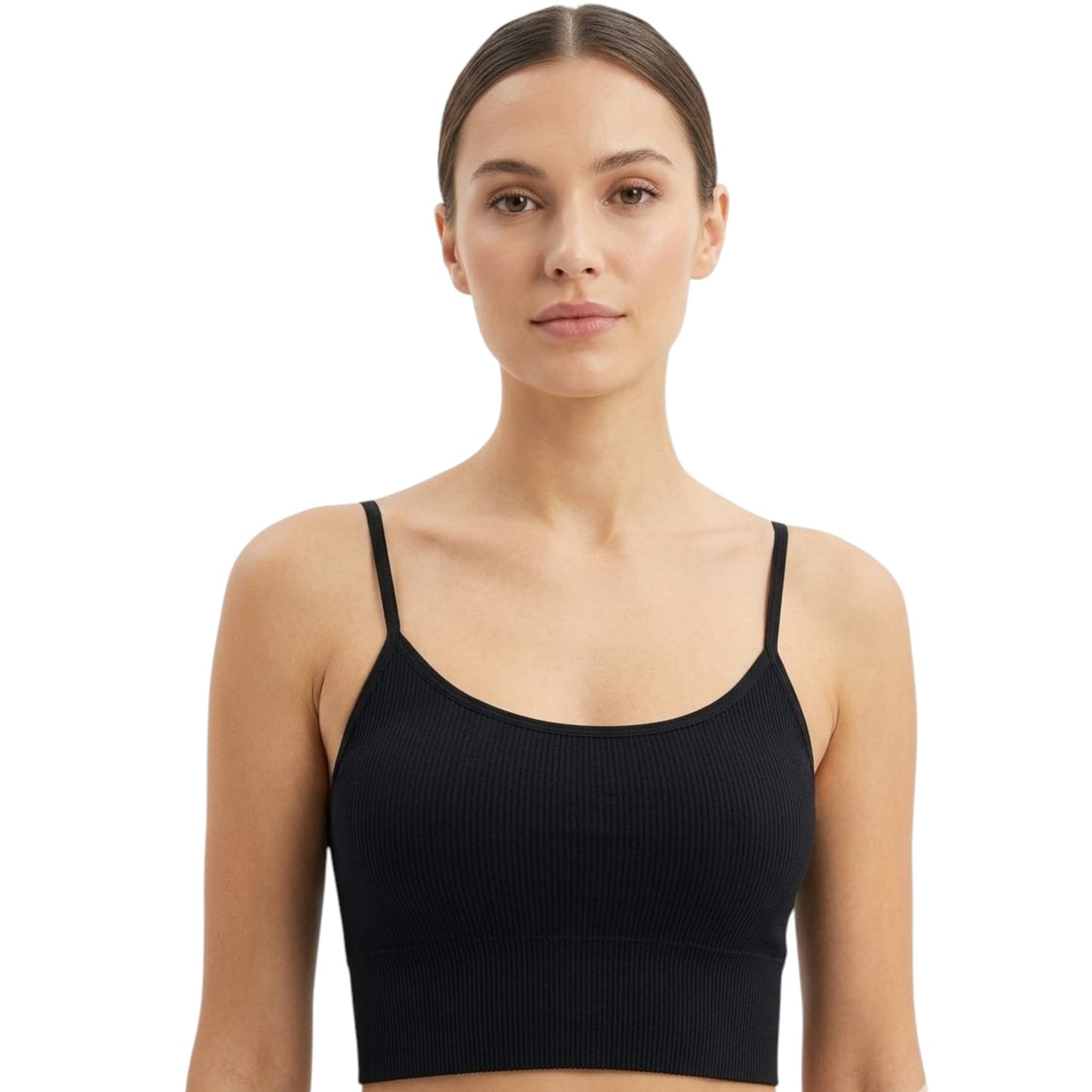 Women's Ribbed Sport Bra,Black