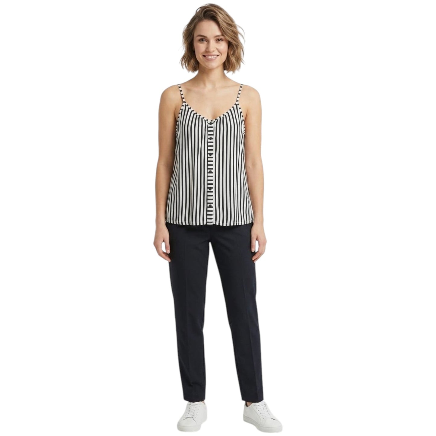 Women's Black Striped Top,White
