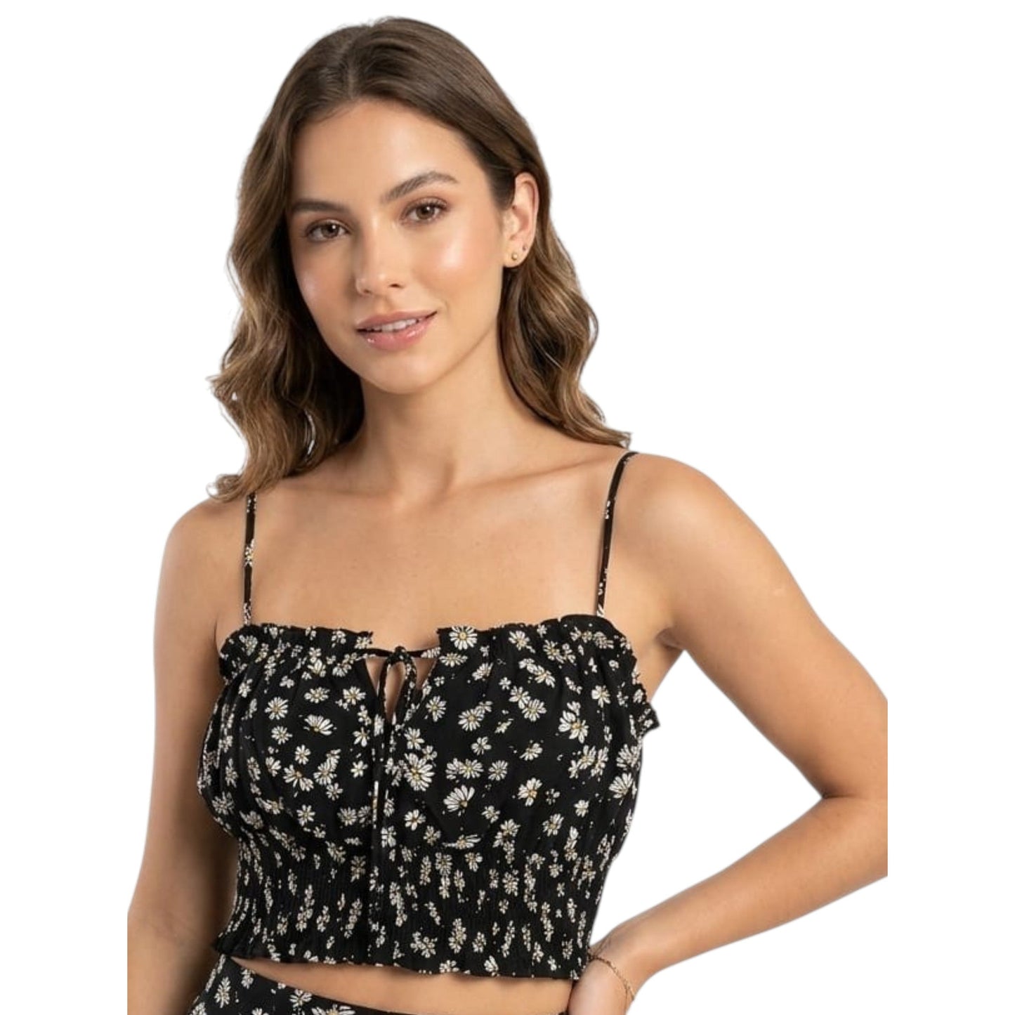 Women's Floral Printed Crop Top,Black